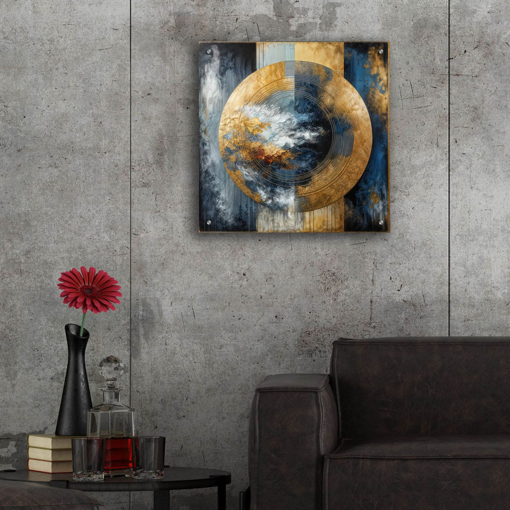 Golden Circle Abstract 8 by Rey Klimt - 24x24 acrylic wall art in a room