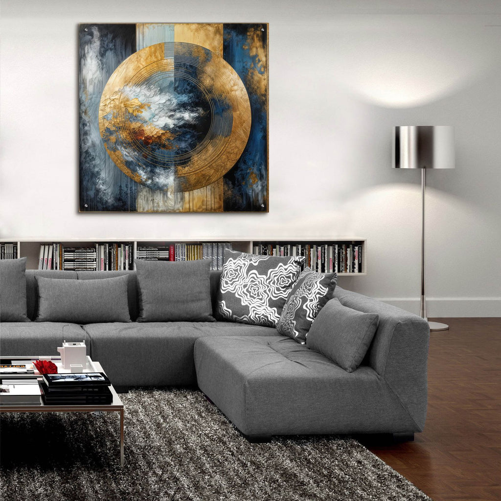 Golden Circle Abstract 8 by Rey Klimt - 36x36 acrylic wall art in a room