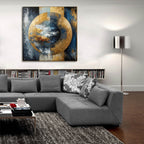 Golden Circle Abstract 8 by Rey Klimt - 36x36 acrylic wall art in a room