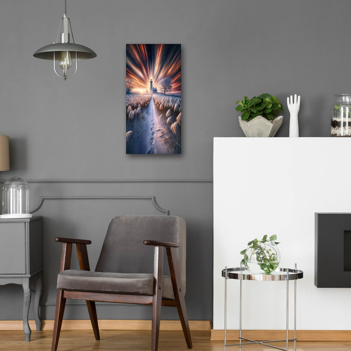 Lighthouse Sunrise 2 by Rey Klimt - 12x24 acrylic wall art in a room
