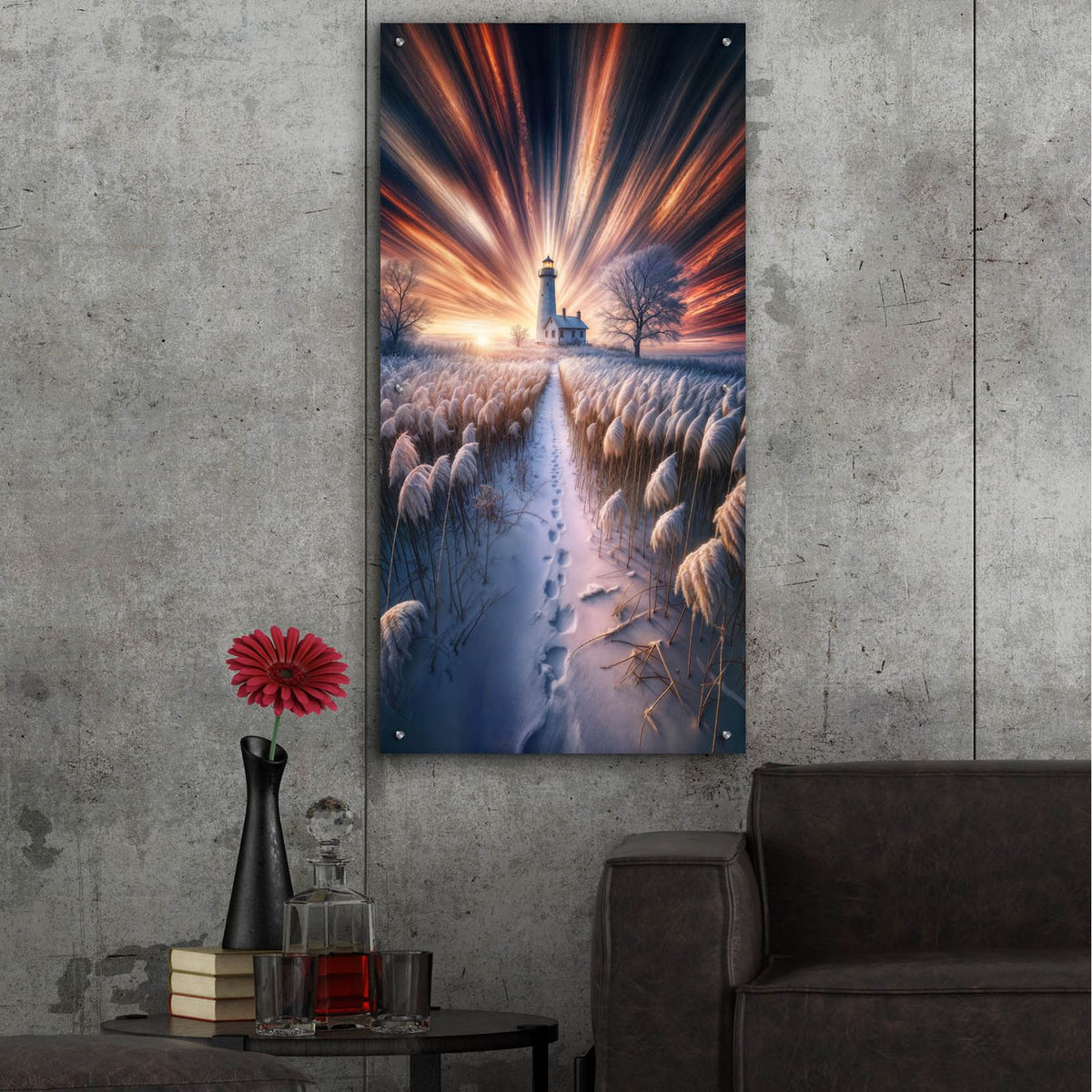 Lighthouse Sunrise 2 by Rey Klimt - 24x48 acrylic wall art in a room