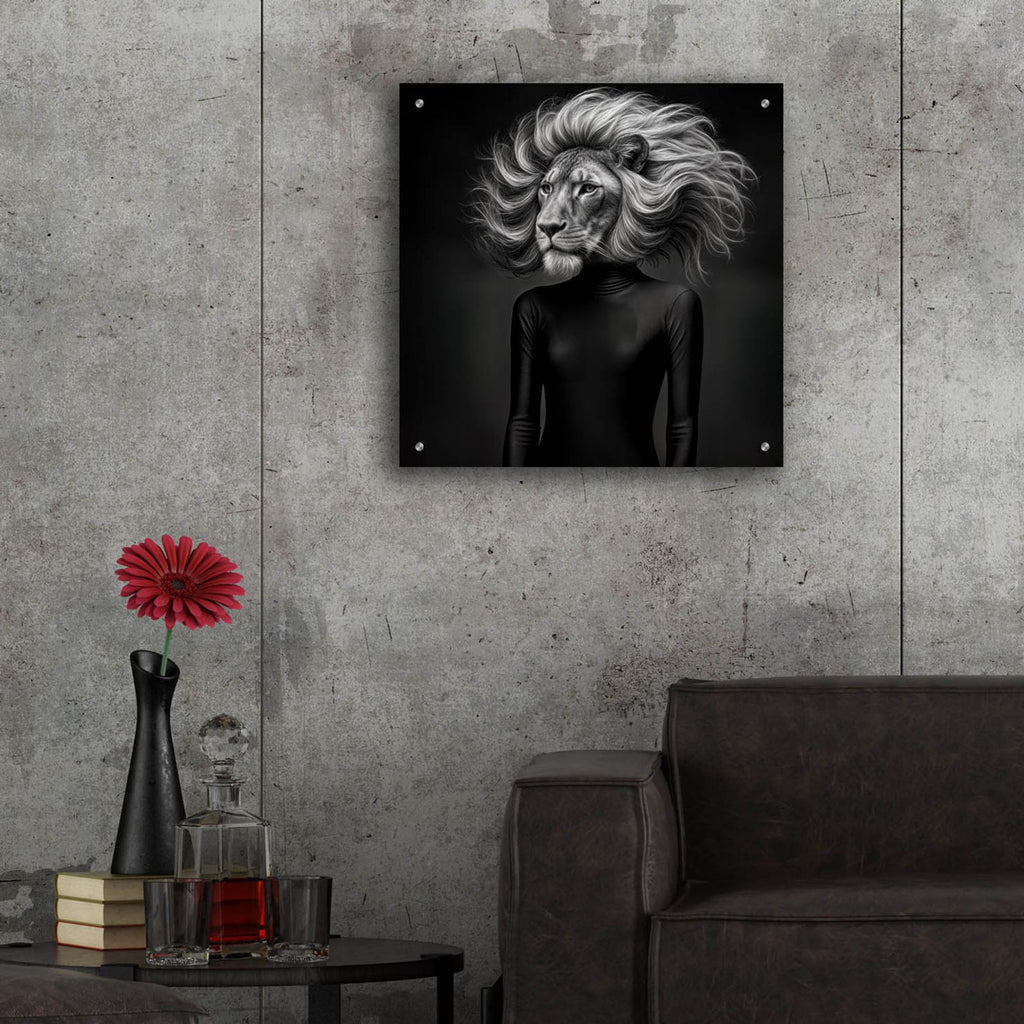 Lion Thoughts 2 by Rey Klimt - 24x24 acrylic wall art in a room