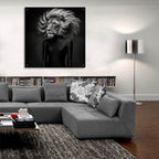 Lion Thoughts 2 by Rey Klimt - 36x36 acrylic wall art in a room