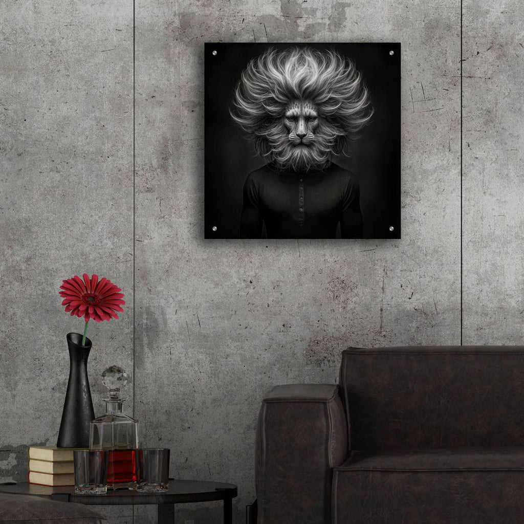 Lion Thoughts 3 by Rey Klimt - 24x24 acrylic wall art in a room