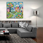 Quilt Style Scene 1 by Rey Klimt - 36x36 acrylic wall art in a room