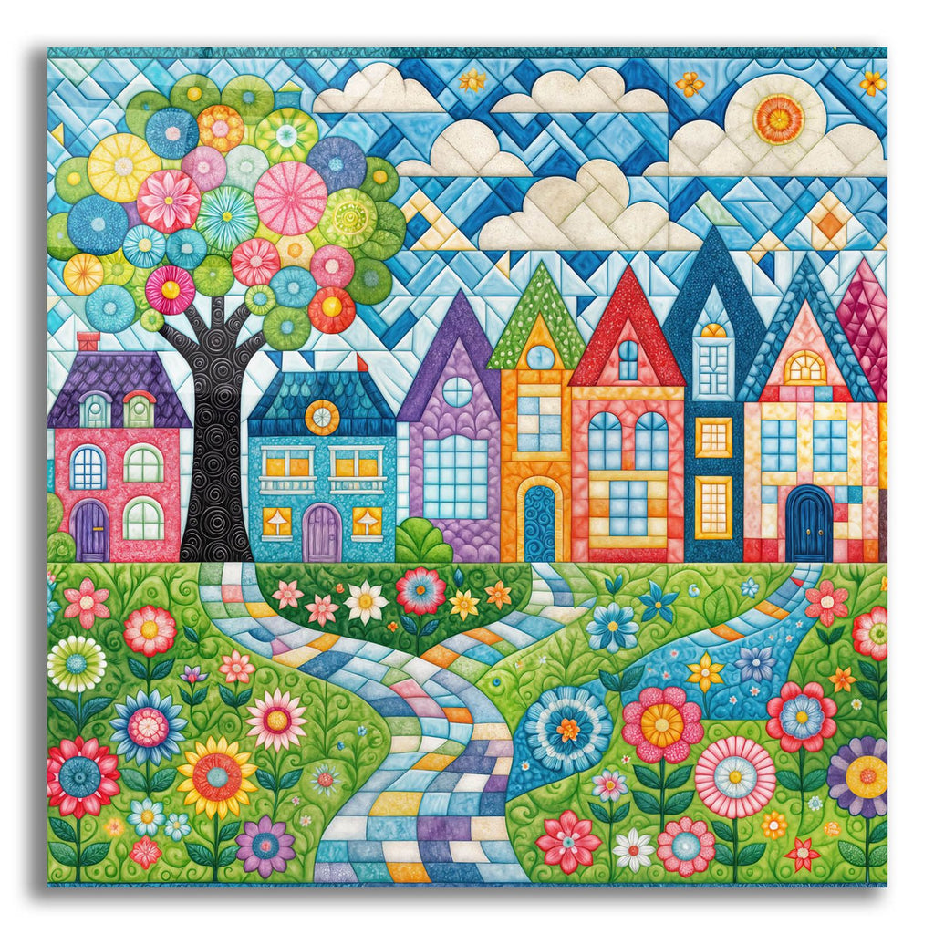 Quilt Style Scene 1 by Rey Klimt acrylic glass wall art