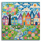 Quilt Style Scene 1 by Rey Klimt acrylic glass wall art