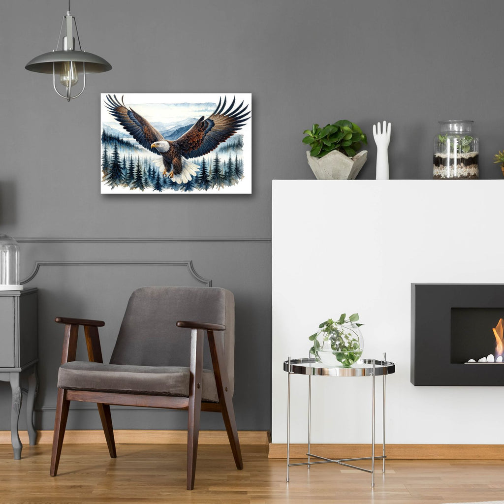 Soaring Bald Eagle 3 by Rey Klimt - 24x16 acrylic wall art in a room