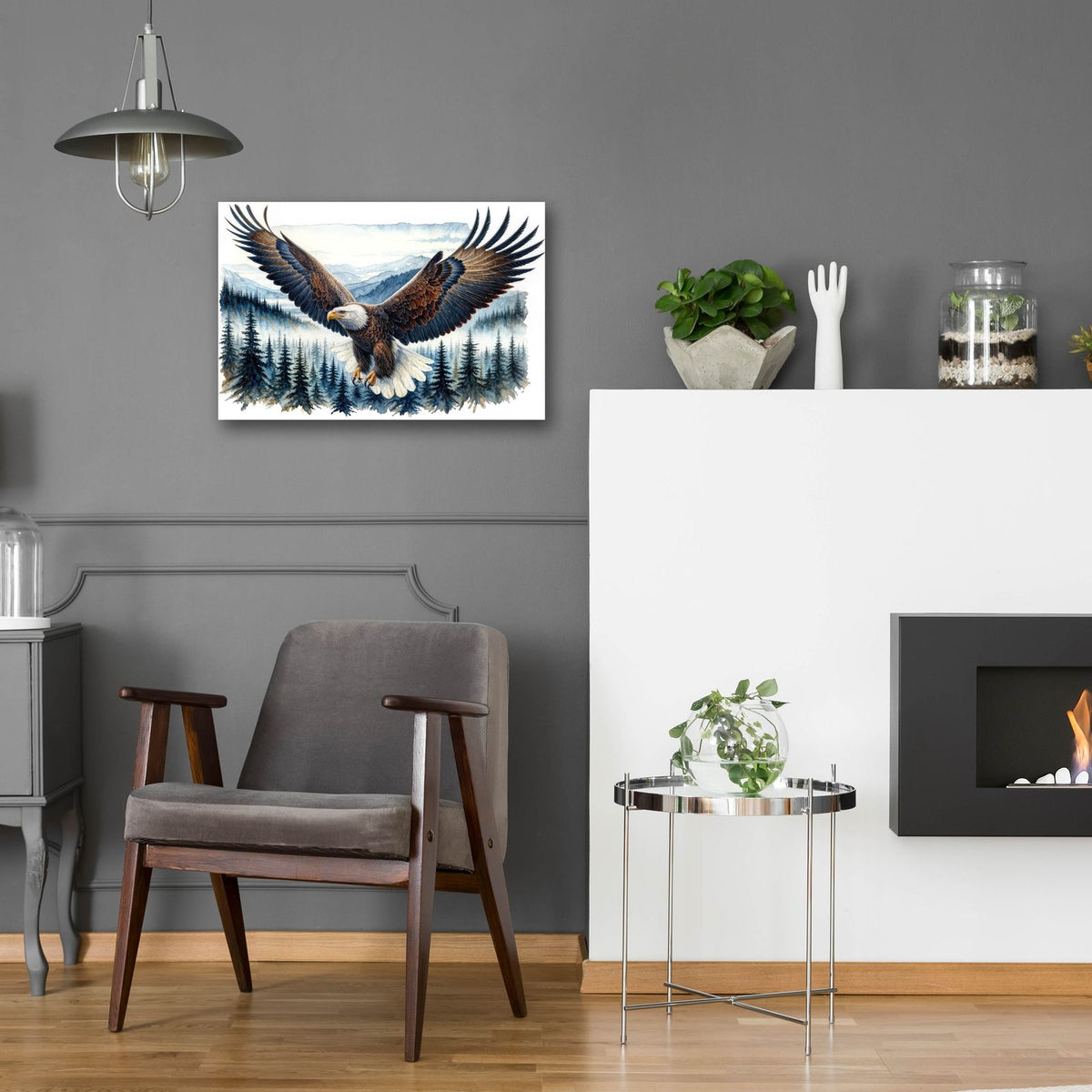 Soaring Bald Eagle 3 by Rey Klimt - 24x16 acrylic wall art in a room