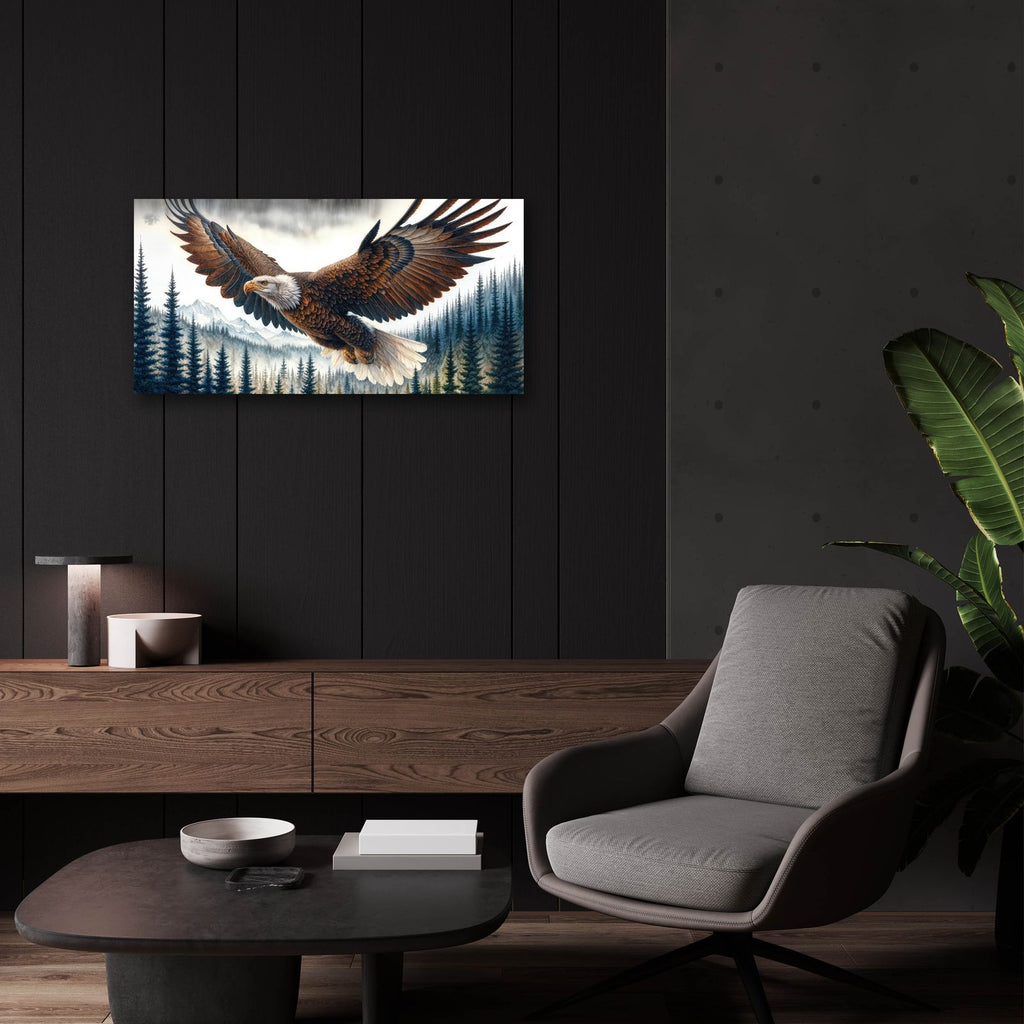 Soaring Bald Eagle 4 by Rey Klimt - 24x12 acrylic wall art in a room