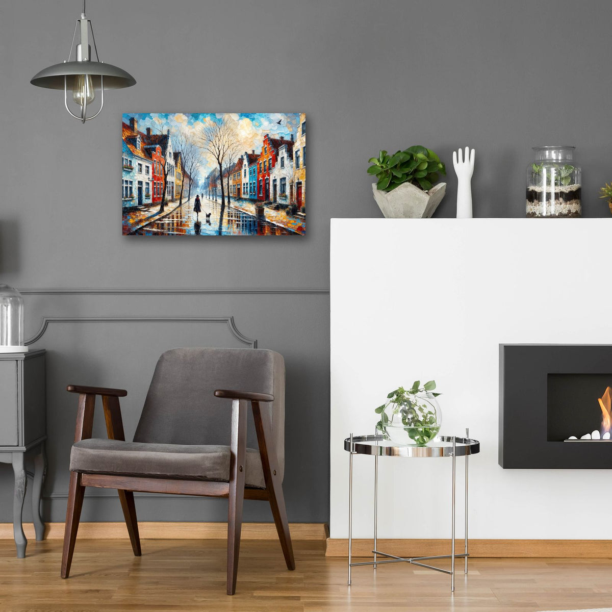 Steet Scene 4 by Rey Klimt - 24x16 acrylic wall art in a room