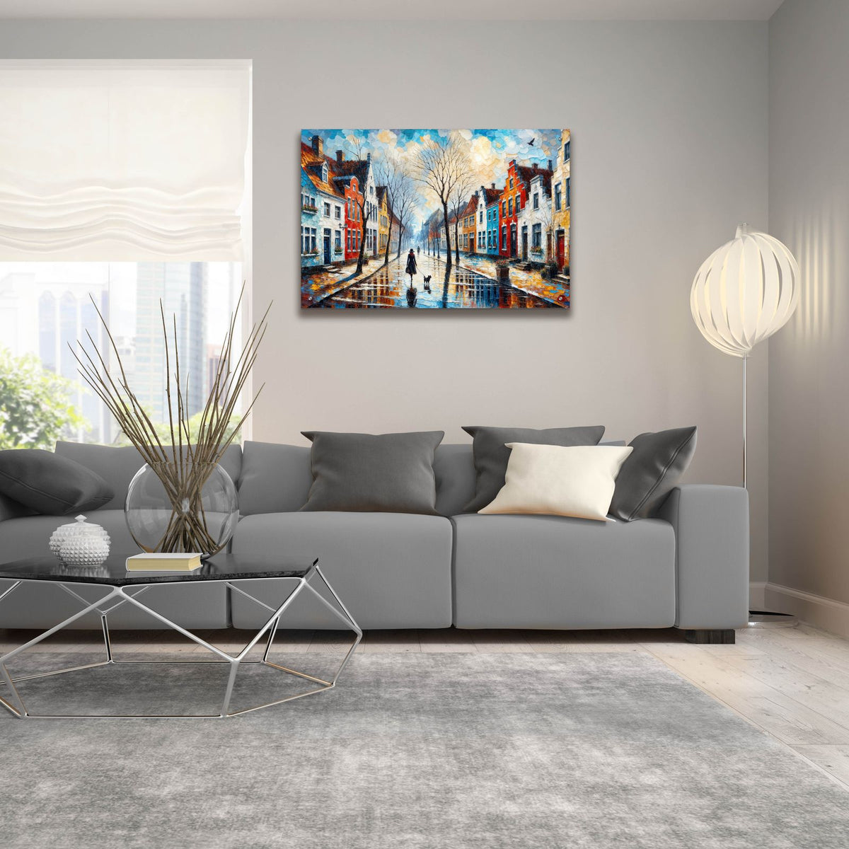 Steet Scene 4 by Rey Klimt - 36x24 acrylic wall art in a room