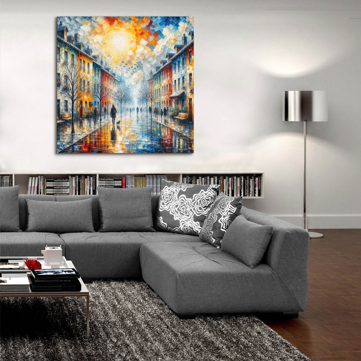 Street Scene 1 by Rey Klimt - 36x36 acrylic wall art in a room