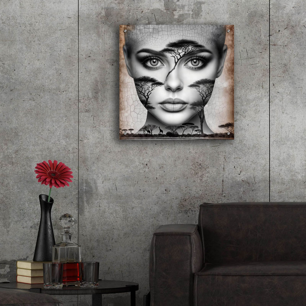 Thinking Of Africa 1 by Rey Klimt - 24x24 acrylic wall art in a room