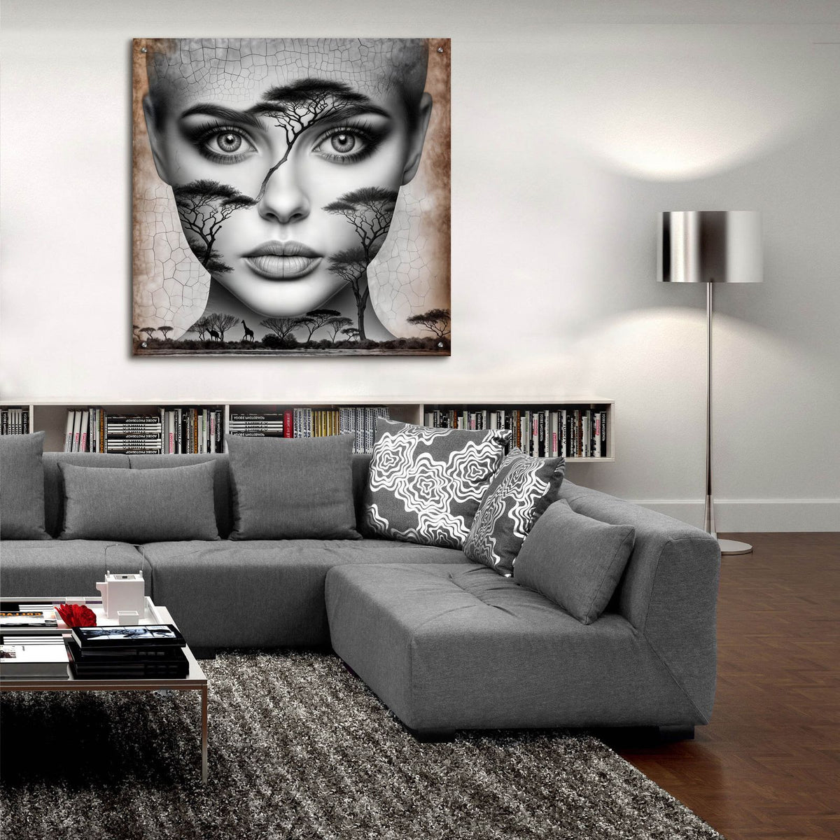 Thinking Of Africa 1 by Rey Klimt - 36x36 acrylic wall art in a room