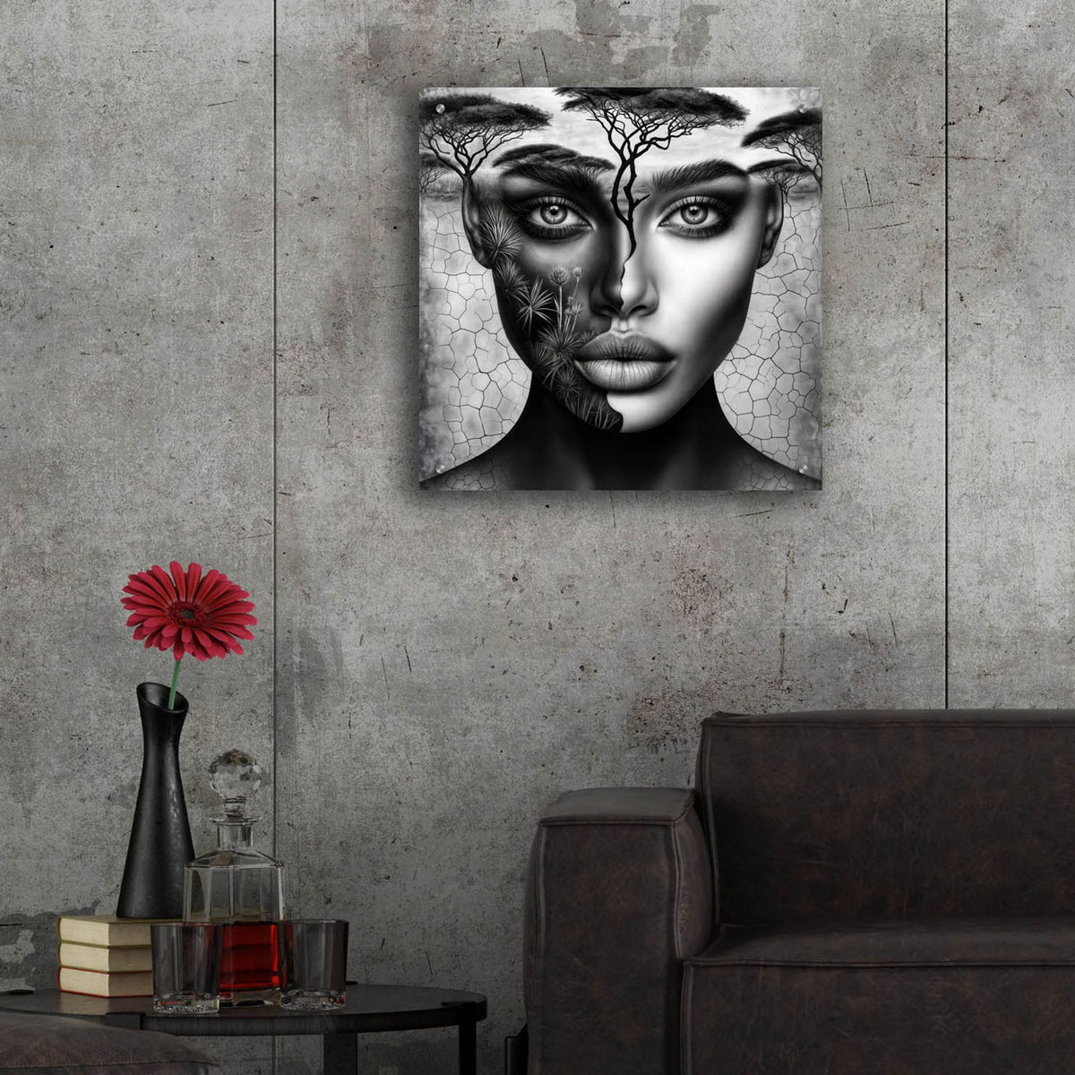 Thinking Of Africa 5 by Rey Klimt - 24x24 acrylic wall art in a room
