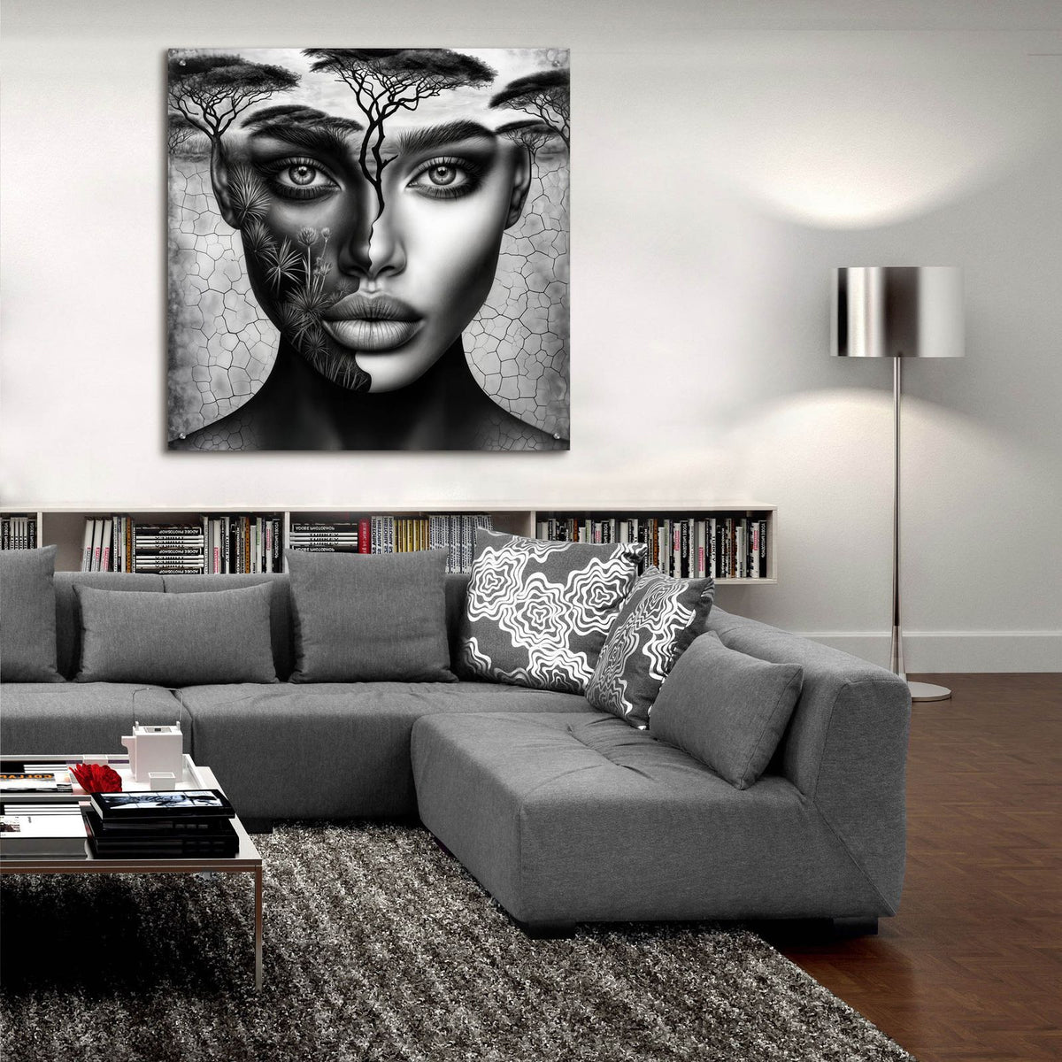 Thinking Of Africa 5 by Rey Klimt - 36x36 acrylic wall art in a room