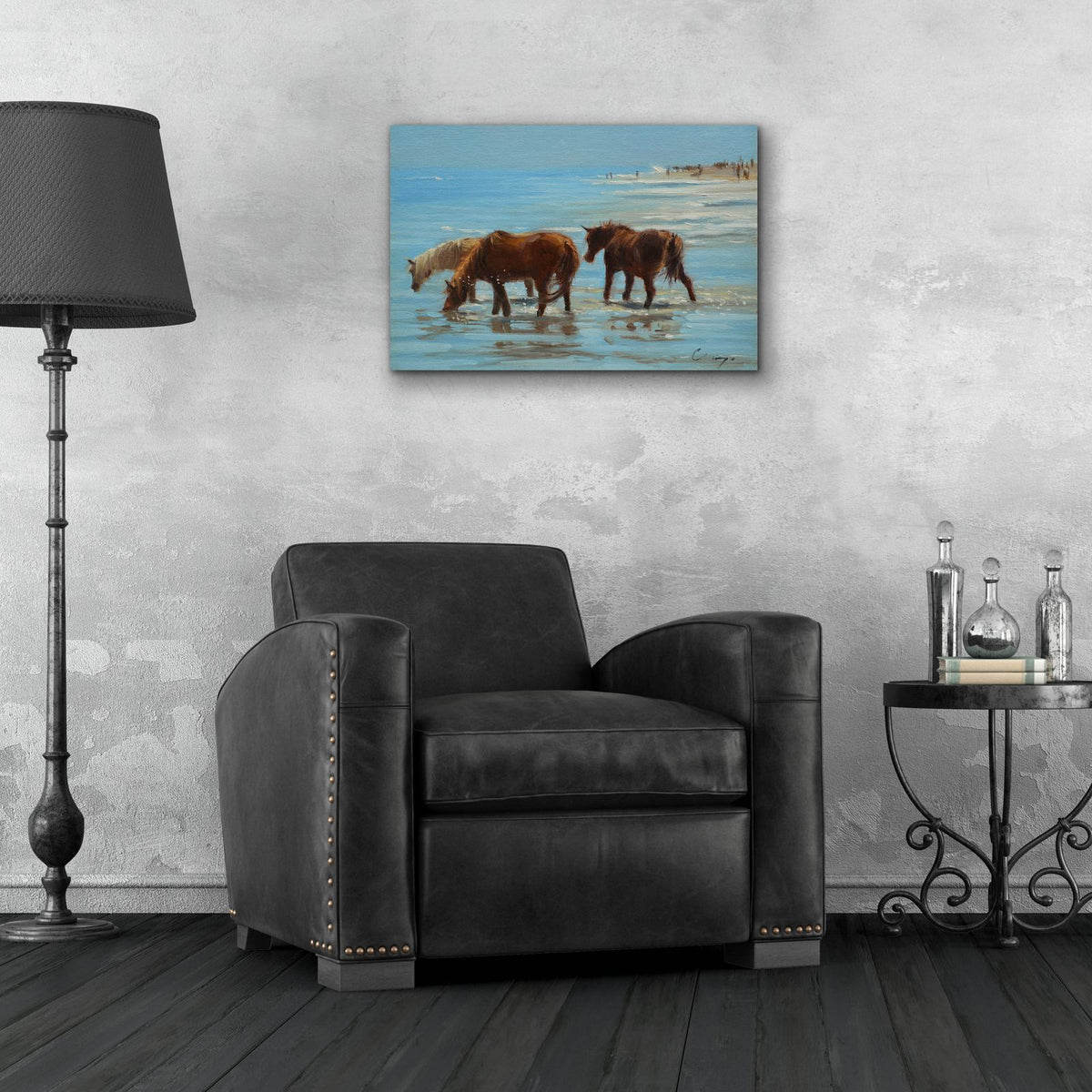 Chincoteague Ponies by Chuck Larivey - 24x16 acrylic wall art in a room