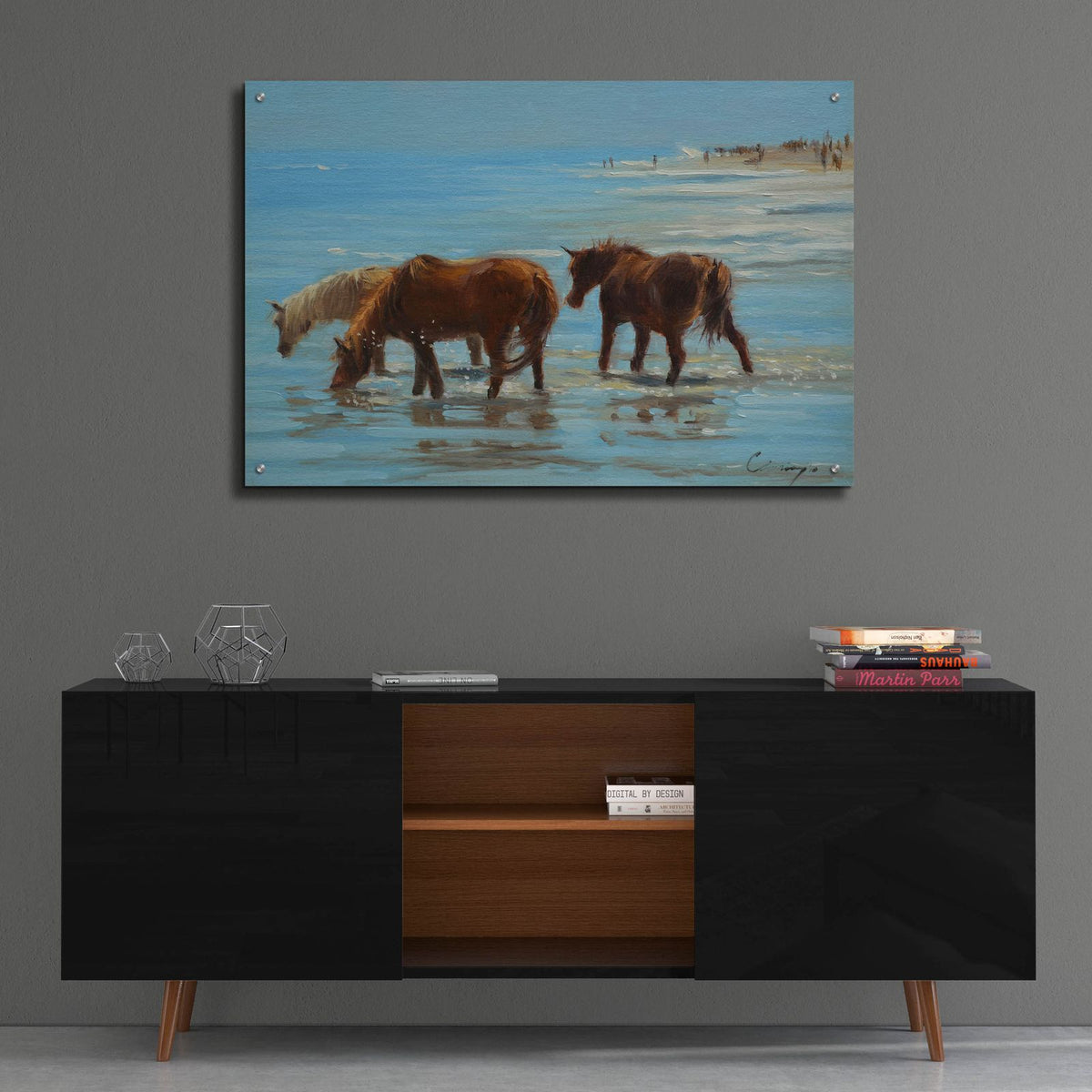 Chincoteague Ponies by Chuck Larivey - 36x24 acrylic wall art in a room