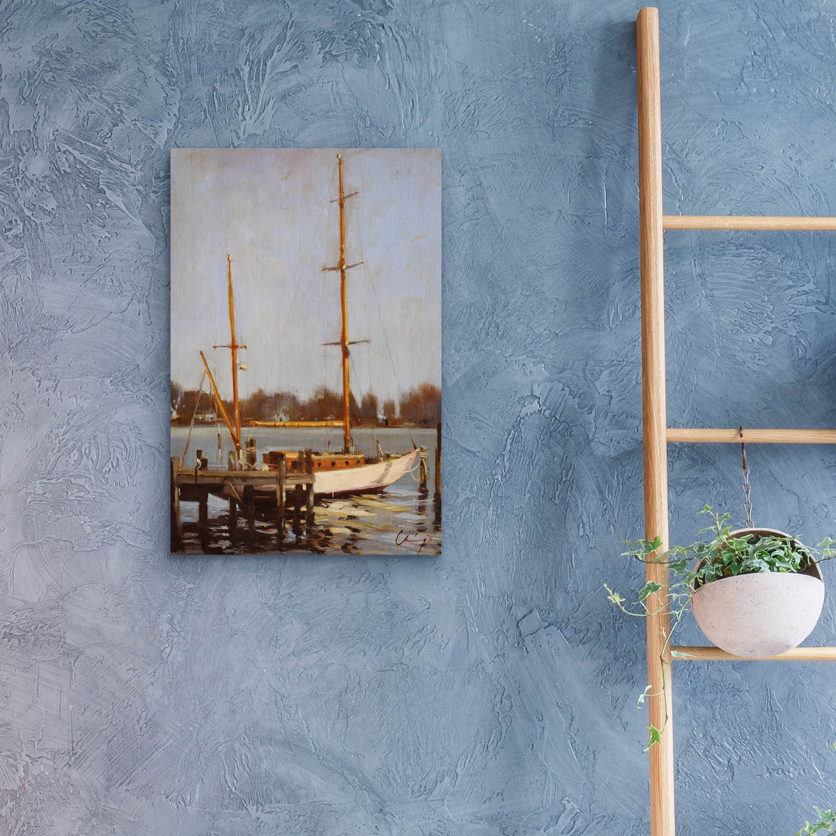 Ivory Falcon At Rest by Chuck Larivey - 16x24 acrylic wall art in a room
