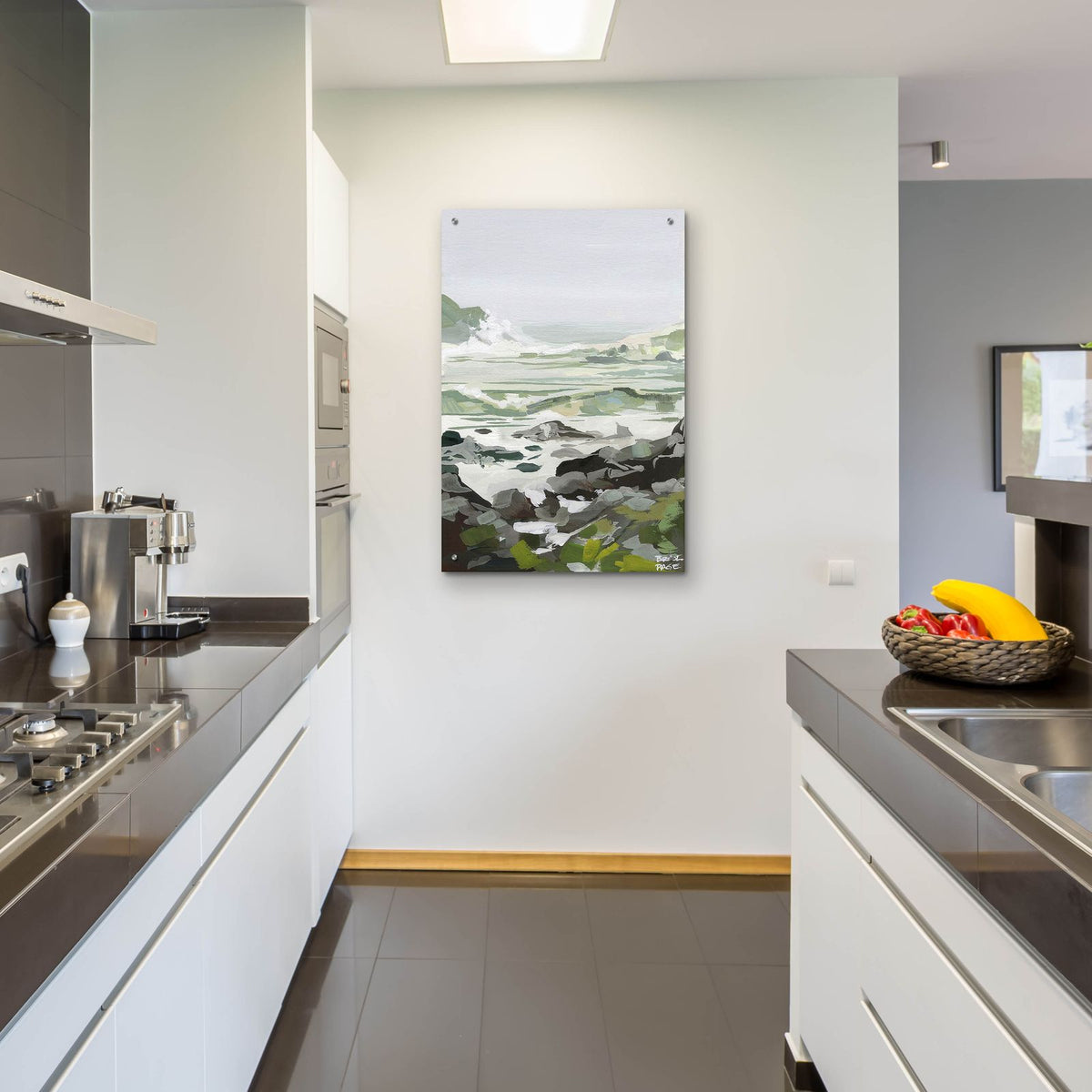 Coastal Waves And Rocks by Brook Page - 24x36 acrylic wall art in a room