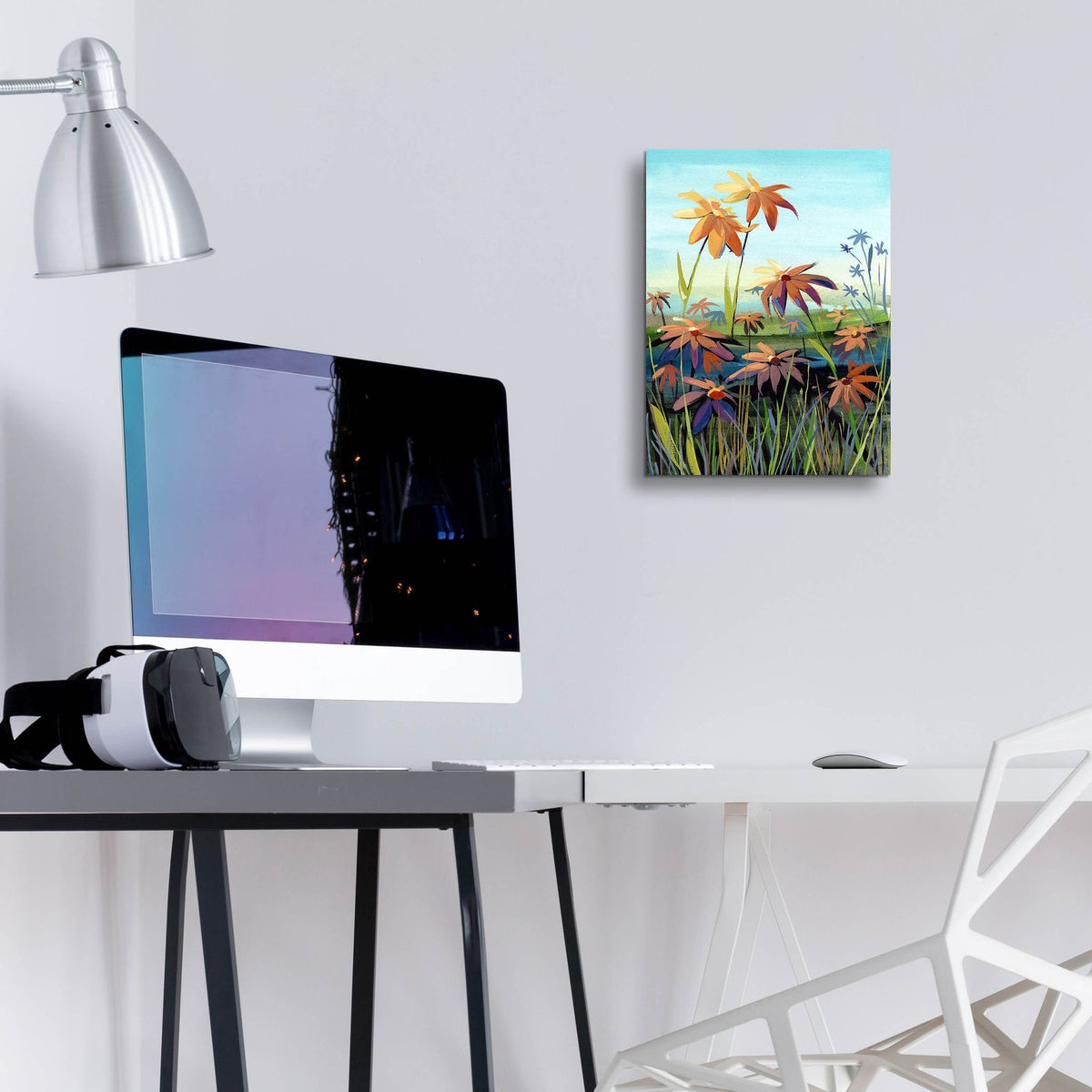 Daisies In Sunset Colors by Brook Page - 12x16 acrylic wall art in a room
