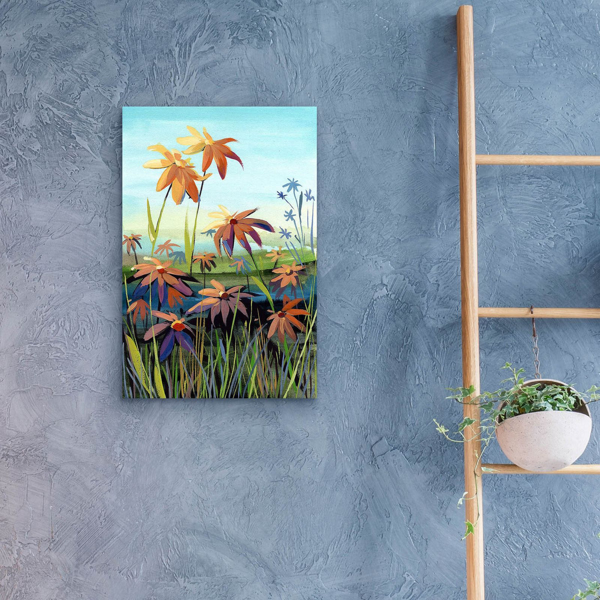 Daisies In Sunset Colors by Brook Page - 16x24 acrylic wall art in a room
