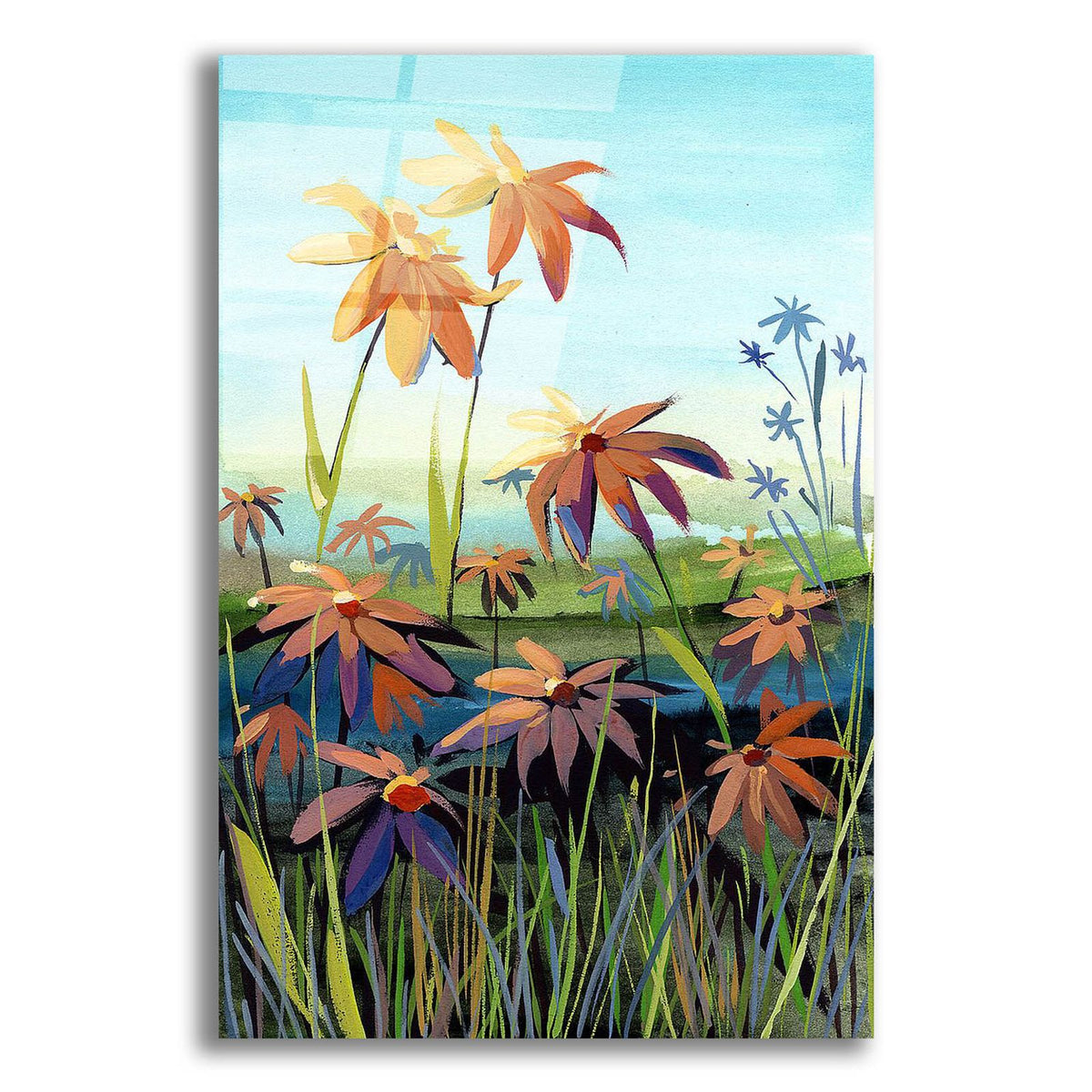 Daisies In Sunset Colors by Brook Page acrylic glass wall art
