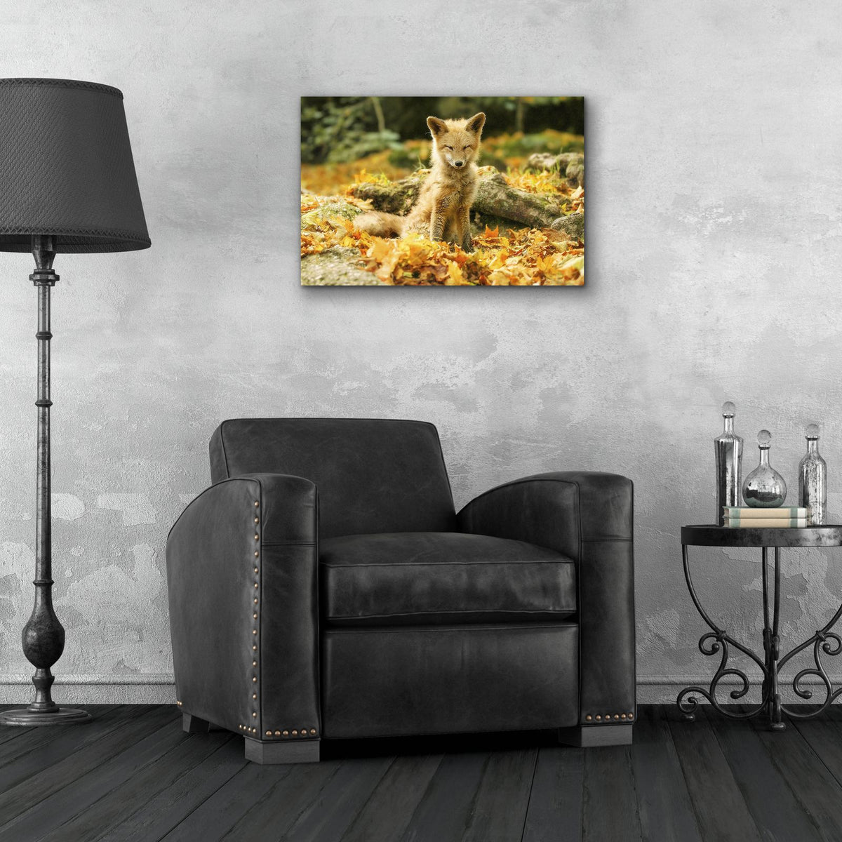 Sleepy Fall Fox by Carrie Ann Grippo-Pike - 24x16 acrylic wall art in a room