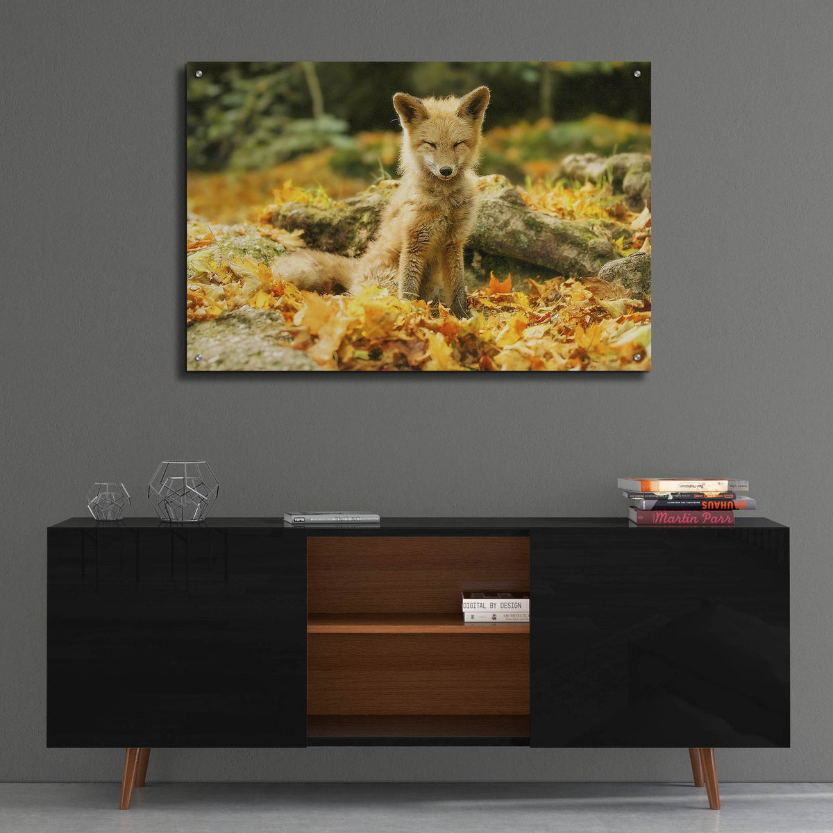 Sleepy Fall Fox by Carrie Ann Grippo-Pike - 36x24 acrylic wall art in a room