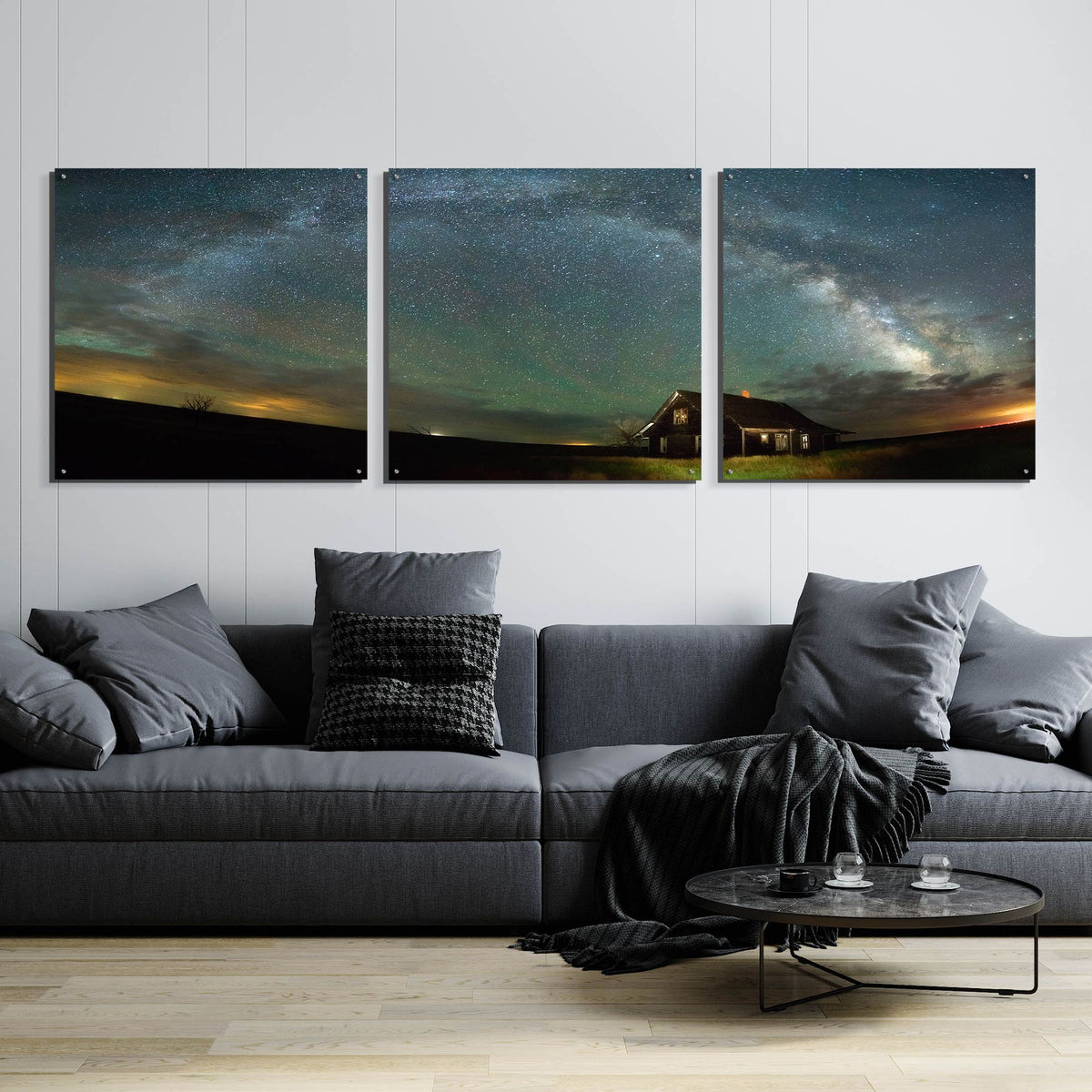 Epic Art 'Abandoned on the Plains' by Darren White, Acrylic Glass Wall Art, 3 Piece Set,108x36