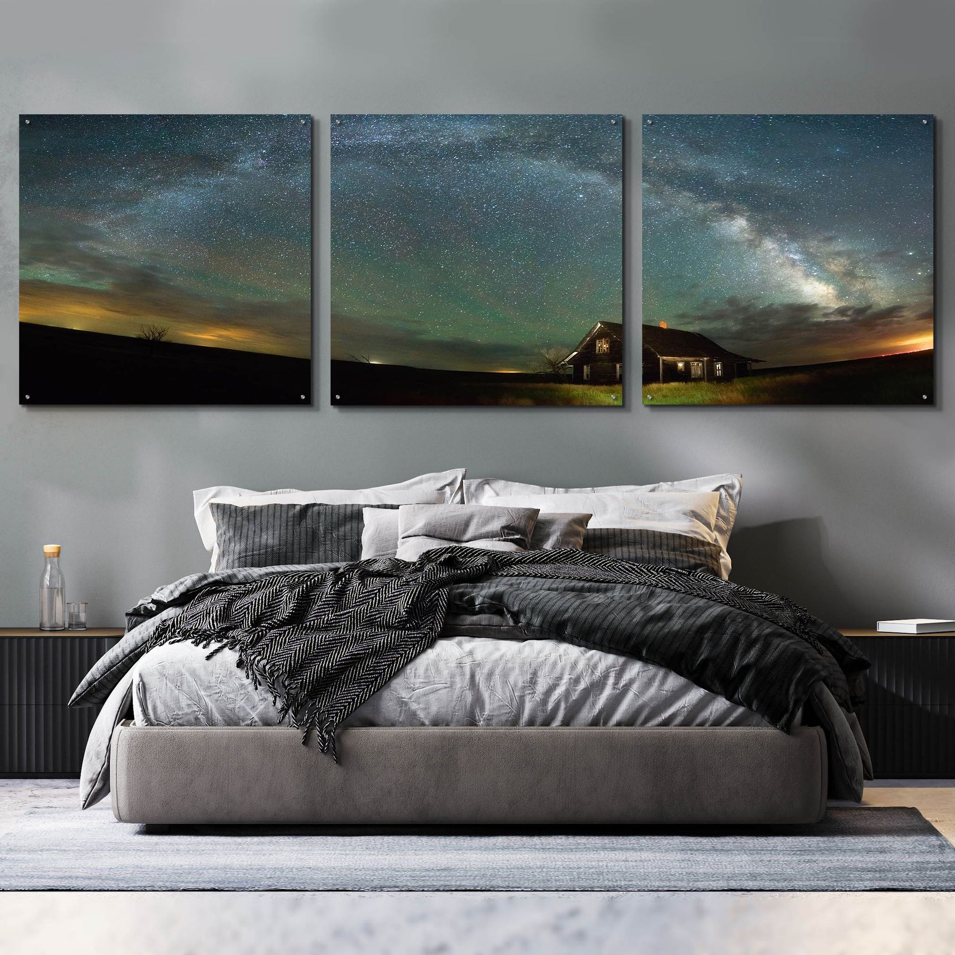 Epic Art 'Abandoned on the Plains' by Darren White, Acrylic Glass Wall Art, 3 Piece Set,108x36