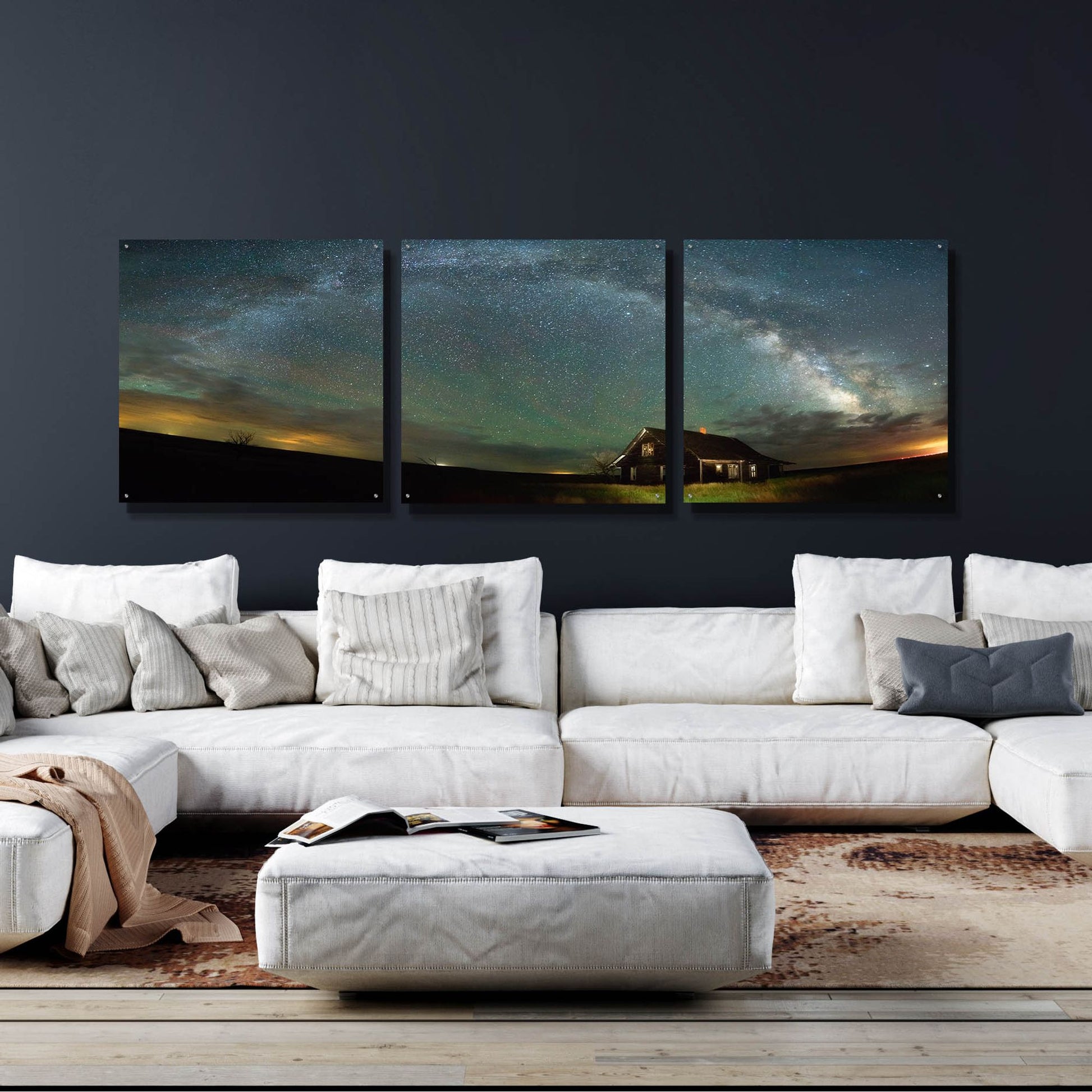 Epic Art 'Abandoned on the Plains' by Darren White, Acrylic Glass Wall Art, 3 Piece Set,108x36