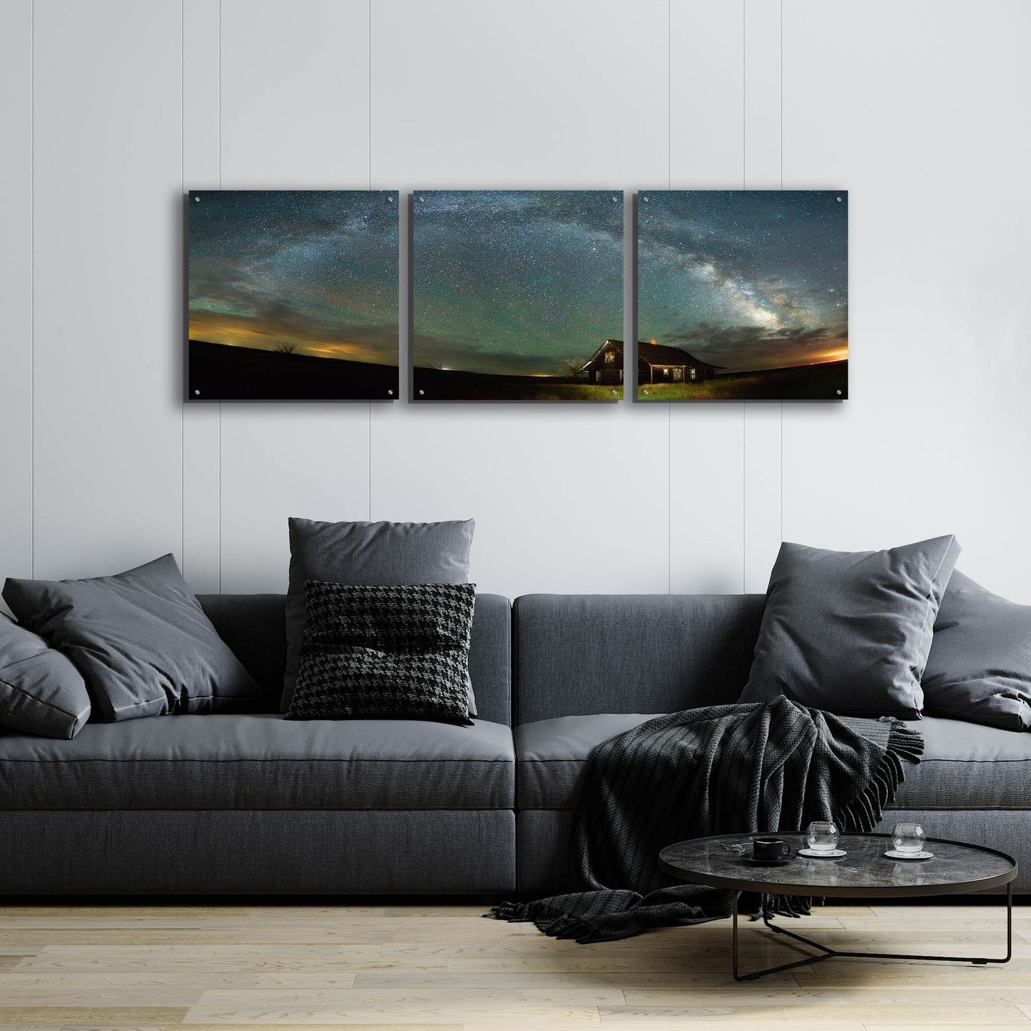 Epic Art 'Abandoned on the Plains' by Darren White, Acrylic Glass Wall Art, 3 Piece Set,72x24