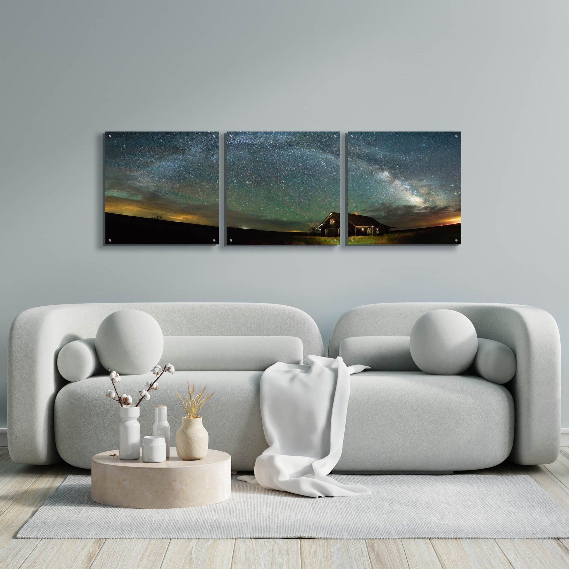 Epic Art 'Abandoned on the Plains' by Darren White, Acrylic Glass Wall Art, 3 Piece Set,72x24