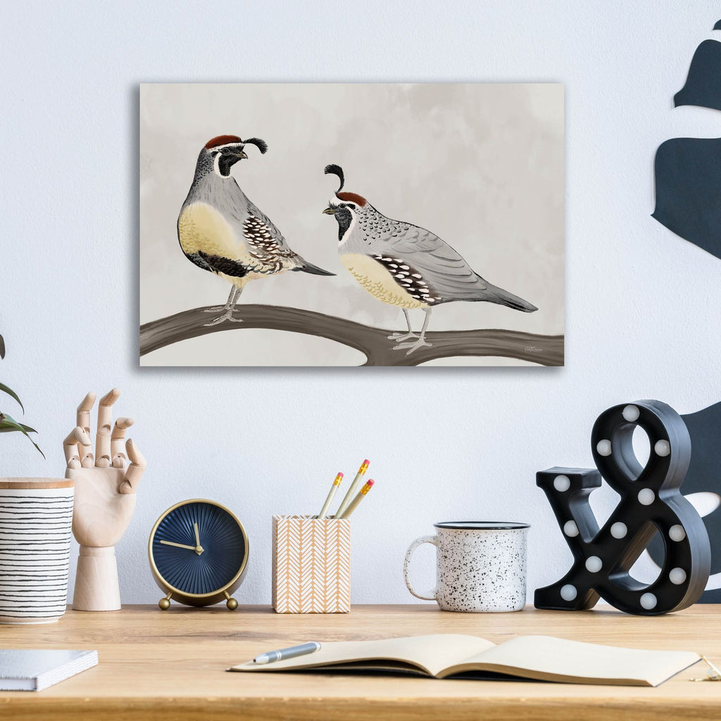 Quail Pair by Cat Thurman Designs - 16x12 acrylic wall art in a room
