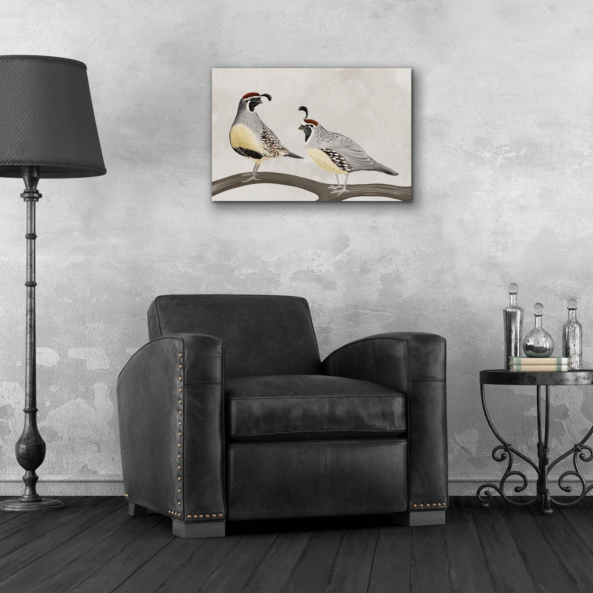 Quail Pair by Cat Thurman Designs - 24x16 acrylic wall art in a room