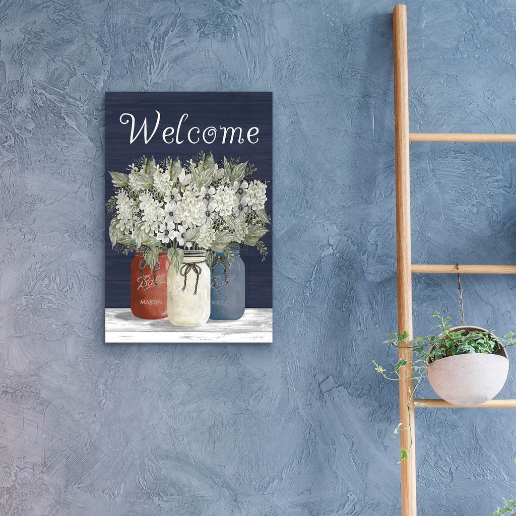 Welcome Red, White & Blue Jar Trio by Cindy Jacobs - 16x24 acrylic wall art in a room
