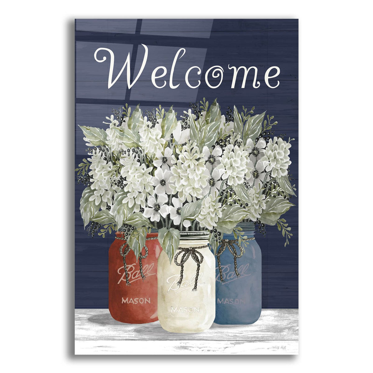 Welcome Red, White & Blue Jar Trio by Cindy Jacobs acrylic glass wall art