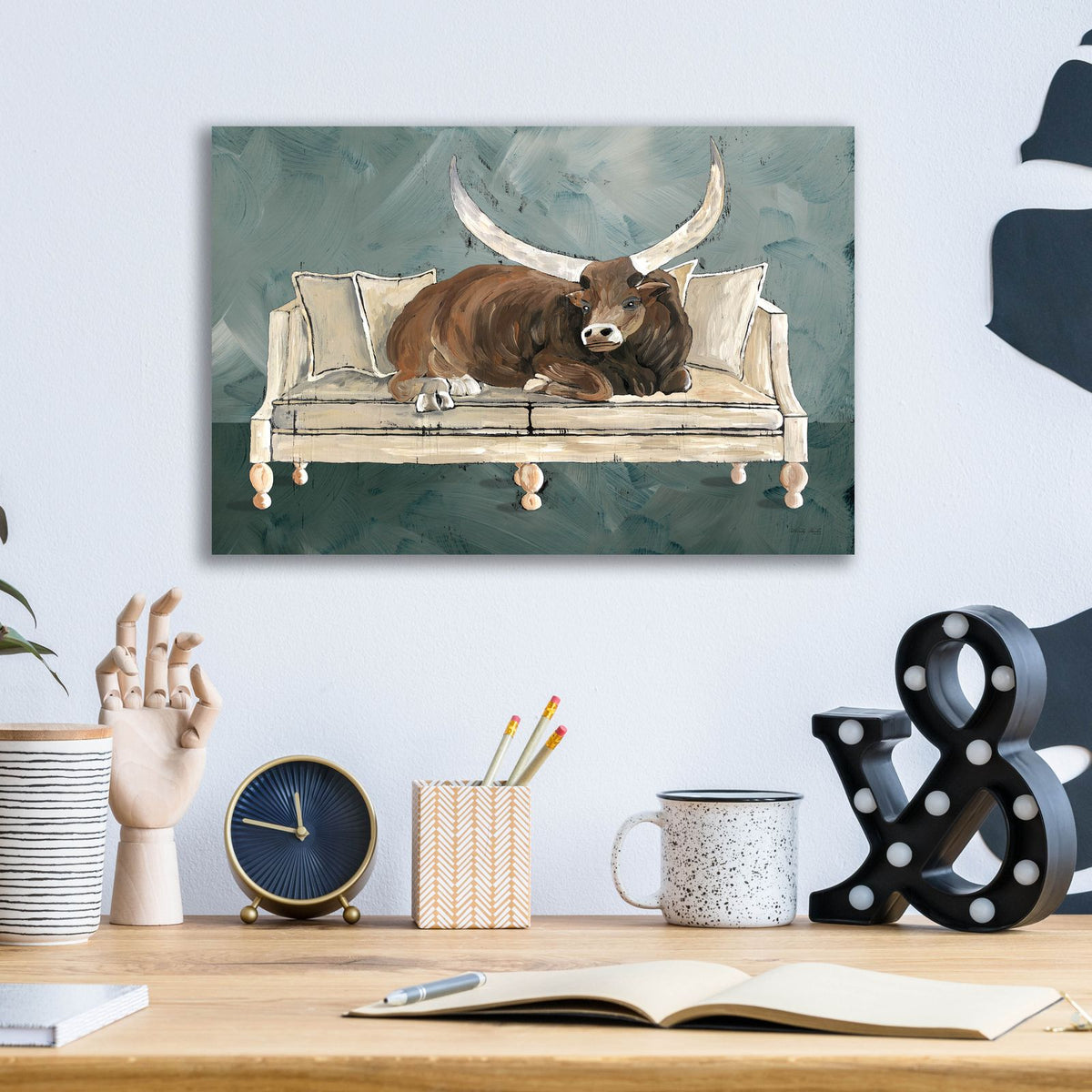 Cowches 2 by Cindy Jacobs - 16x12 acrylic wall art in a room
