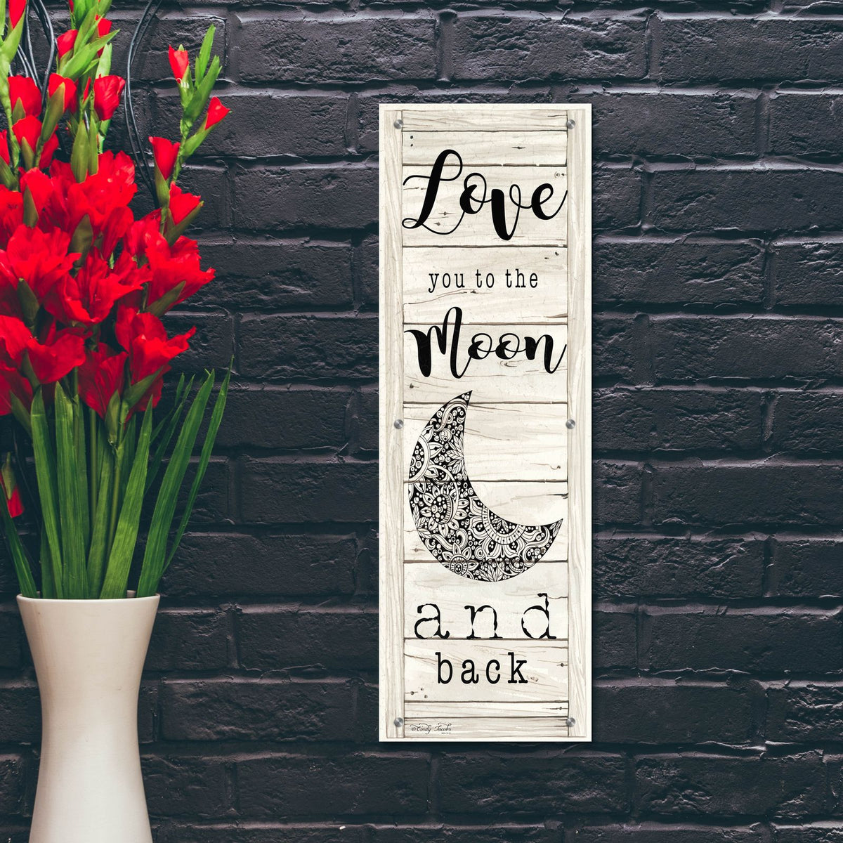 Love You To The Moon And Back by Cindy Jacobs - 12x36 acrylic wall art in a room