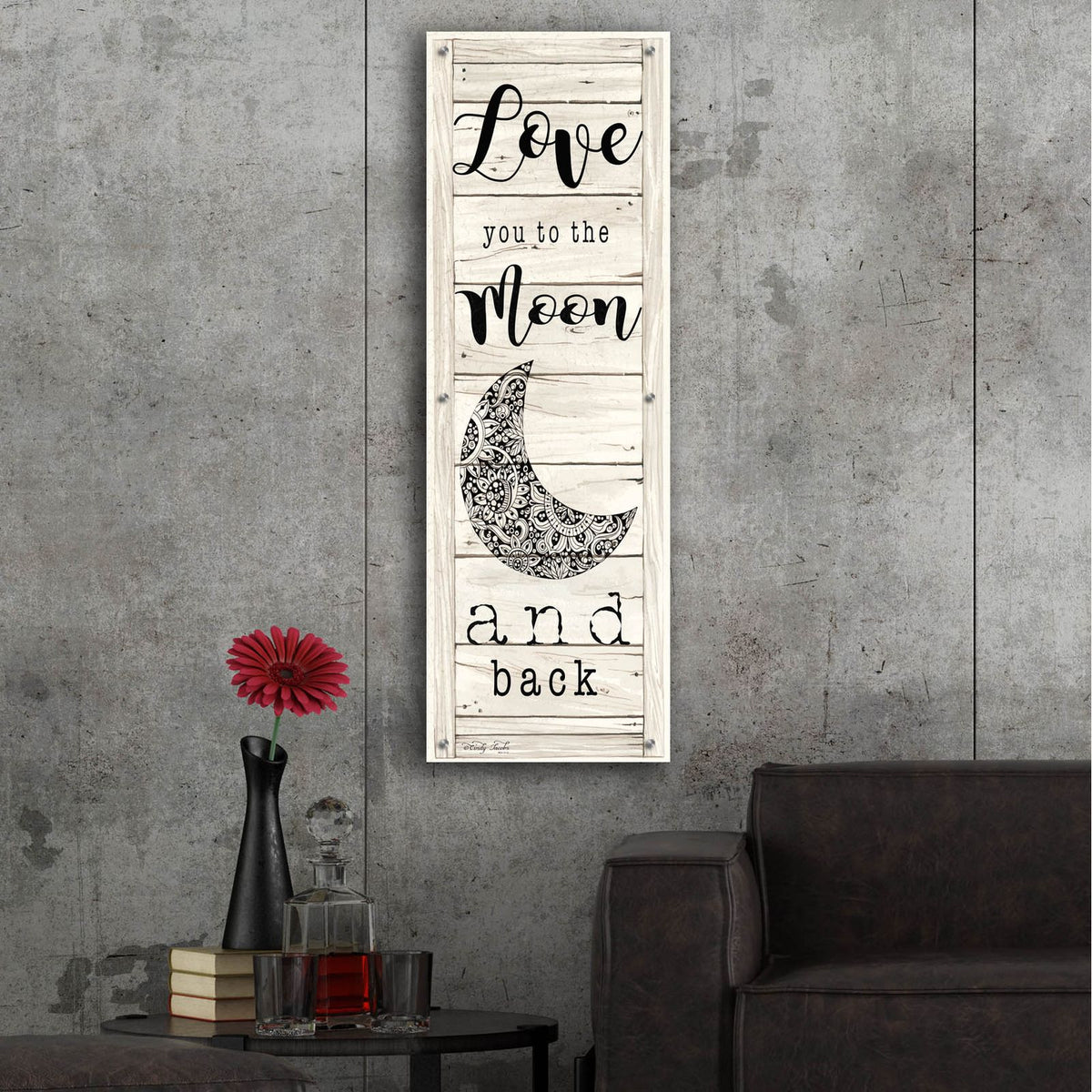 Love You To The Moon And Back by Cindy Jacobs - 16x48 acrylic wall art in a room