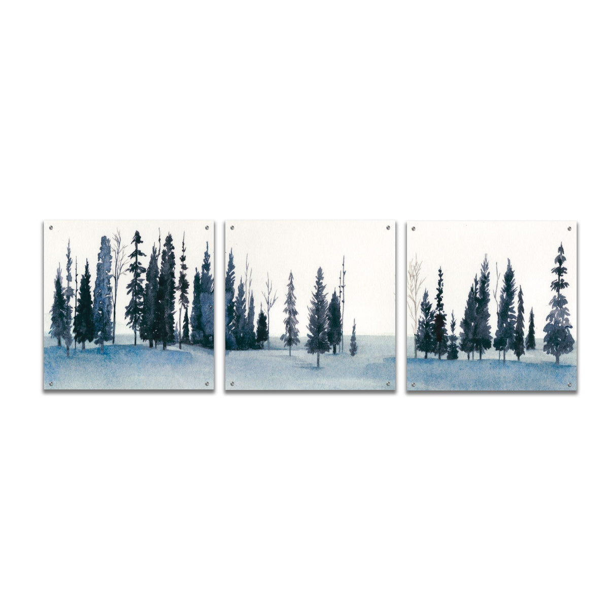 Epic Art 'Sapphire Grove I' by Grace Popp, Acrylic Wall Glass, 3 Piece Set