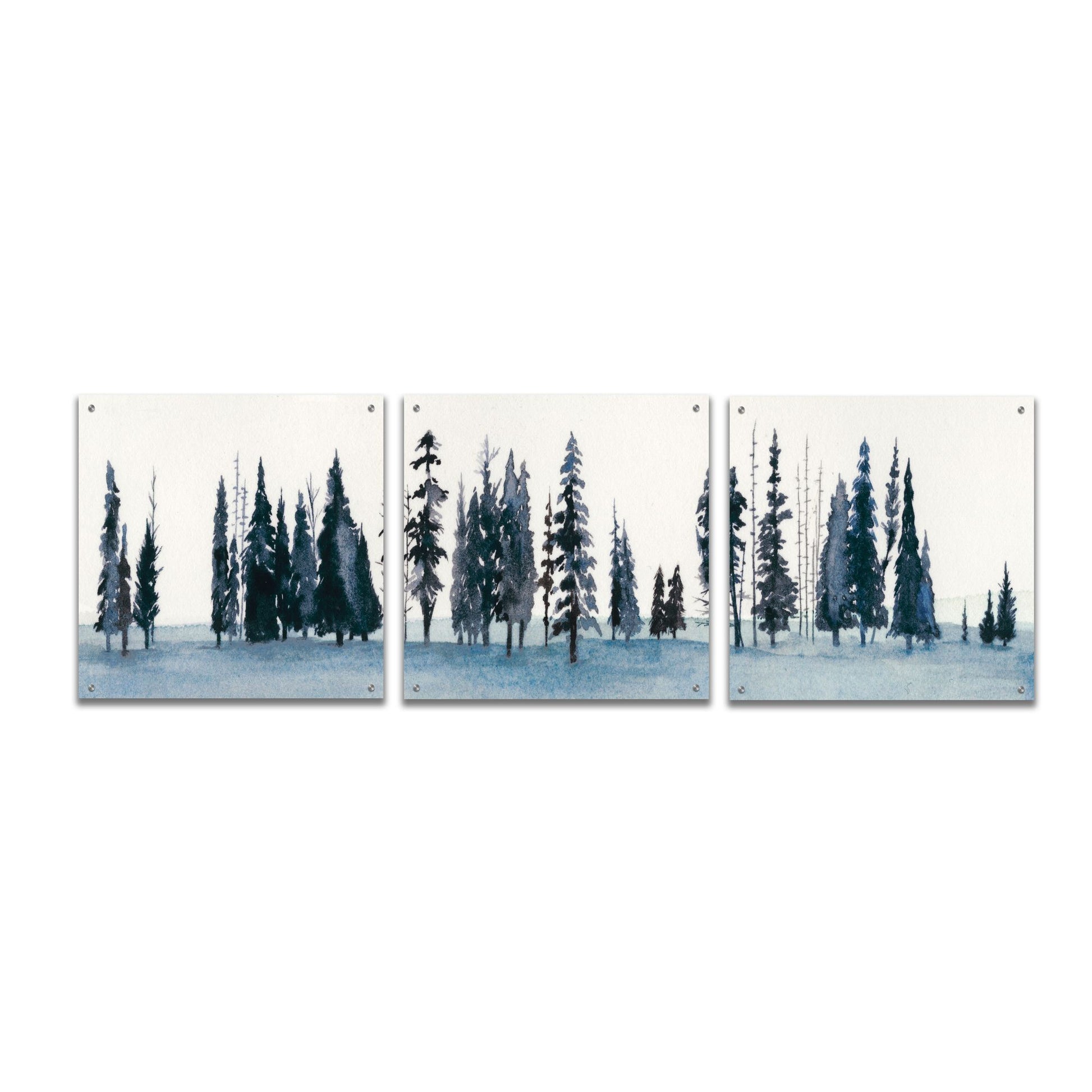 Epic Art 'Sapphire Grove II' by Grace Popp, Acrylic Wall Glass, 3 Piece Set