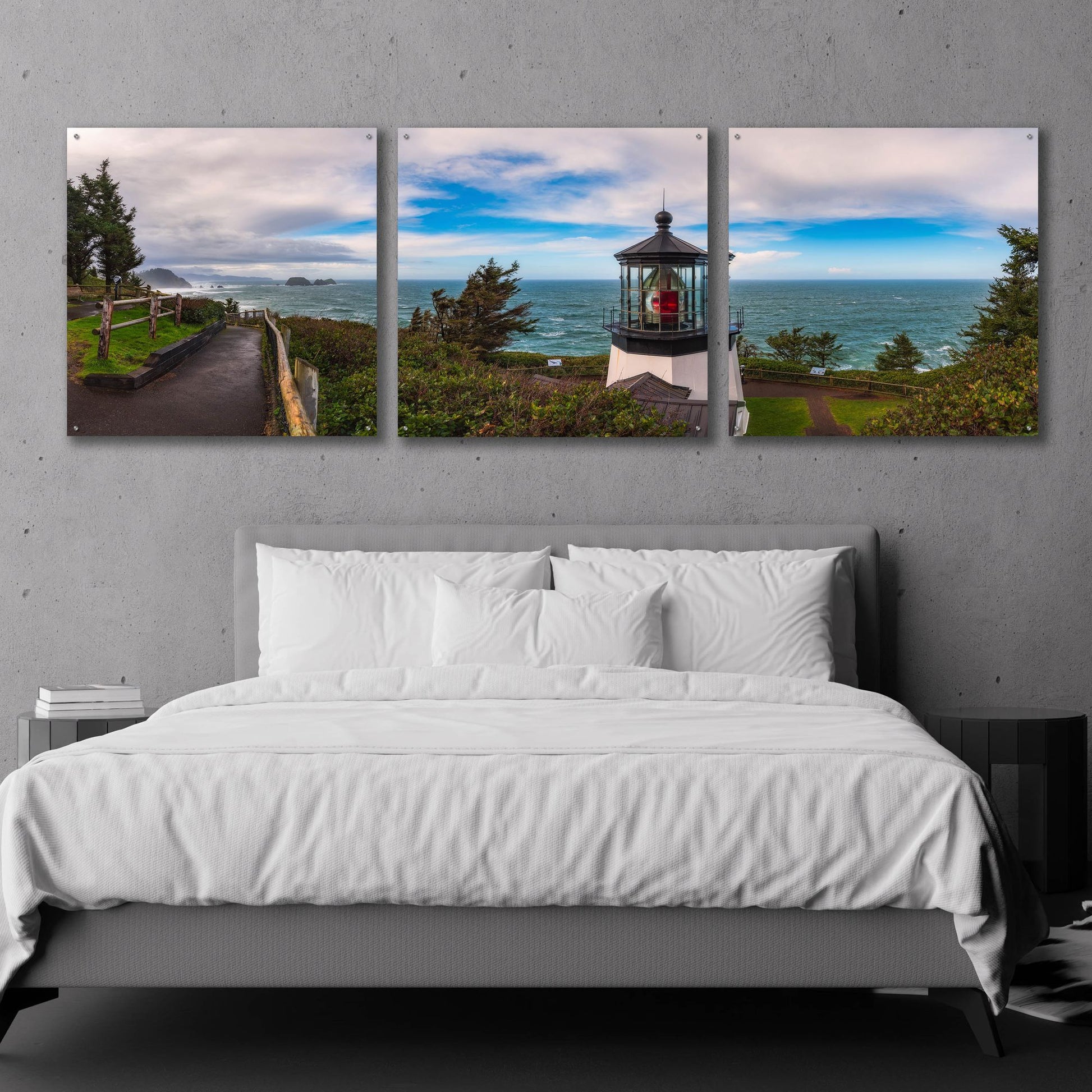 Epic Art 'Cape Meares Bright' by Darren White, Acrylic Glass Wall Art, 3 Piece Set,108x36