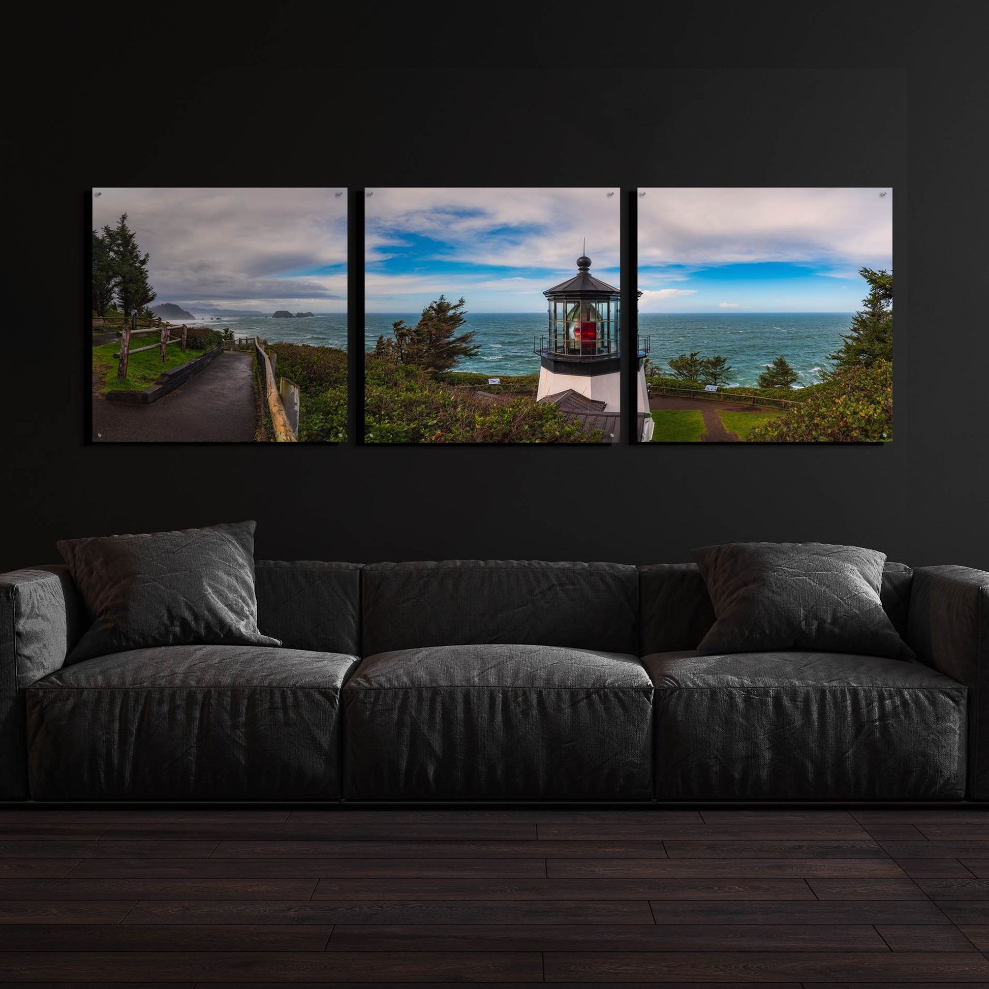 Epic Art 'Cape Meares Bright' by Darren White, Acrylic Glass Wall Art, 3 Piece Set,108x36