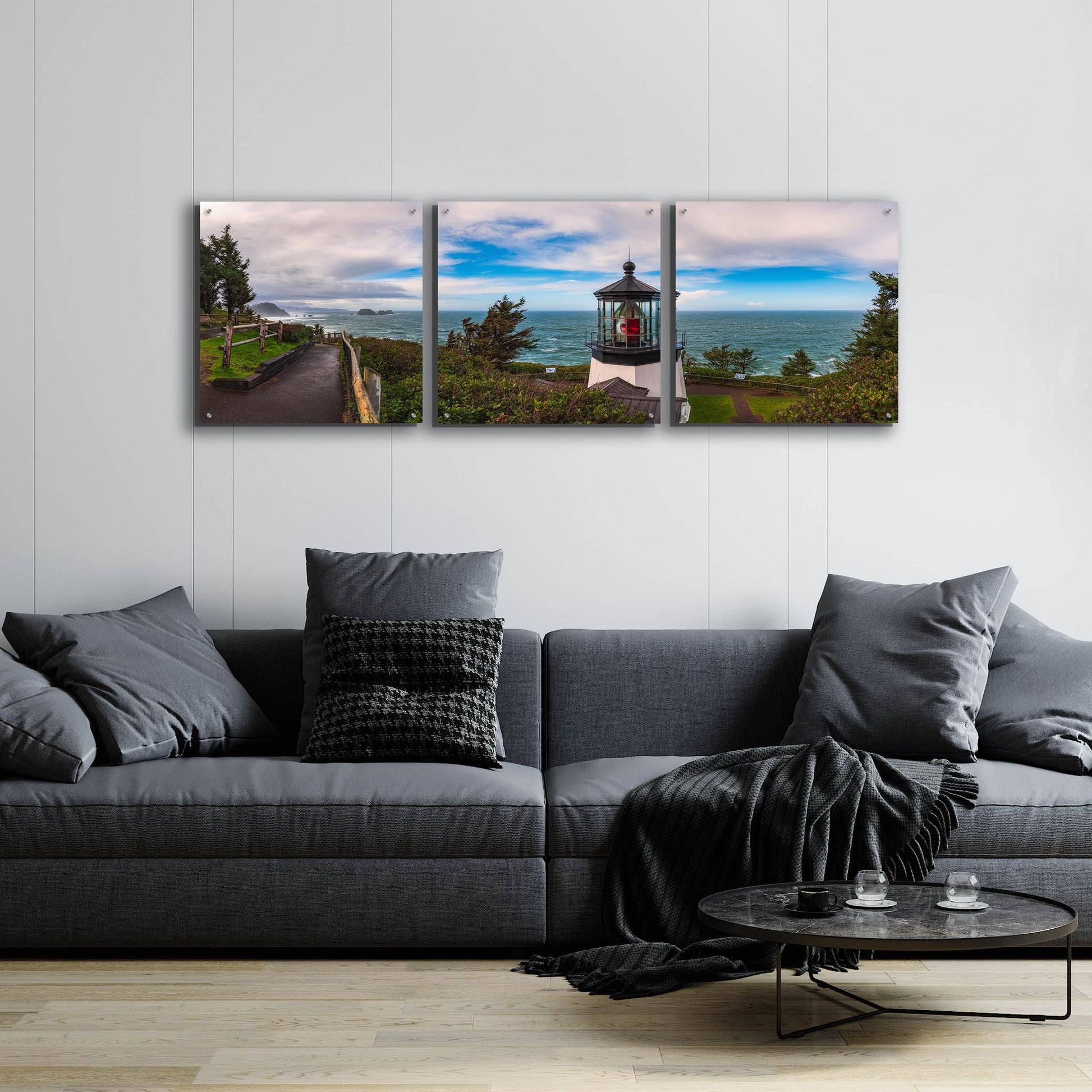 Epic Art 'Cape Meares Bright' by Darren White, Acrylic Glass Wall Art, 3 Piece Set,72x24