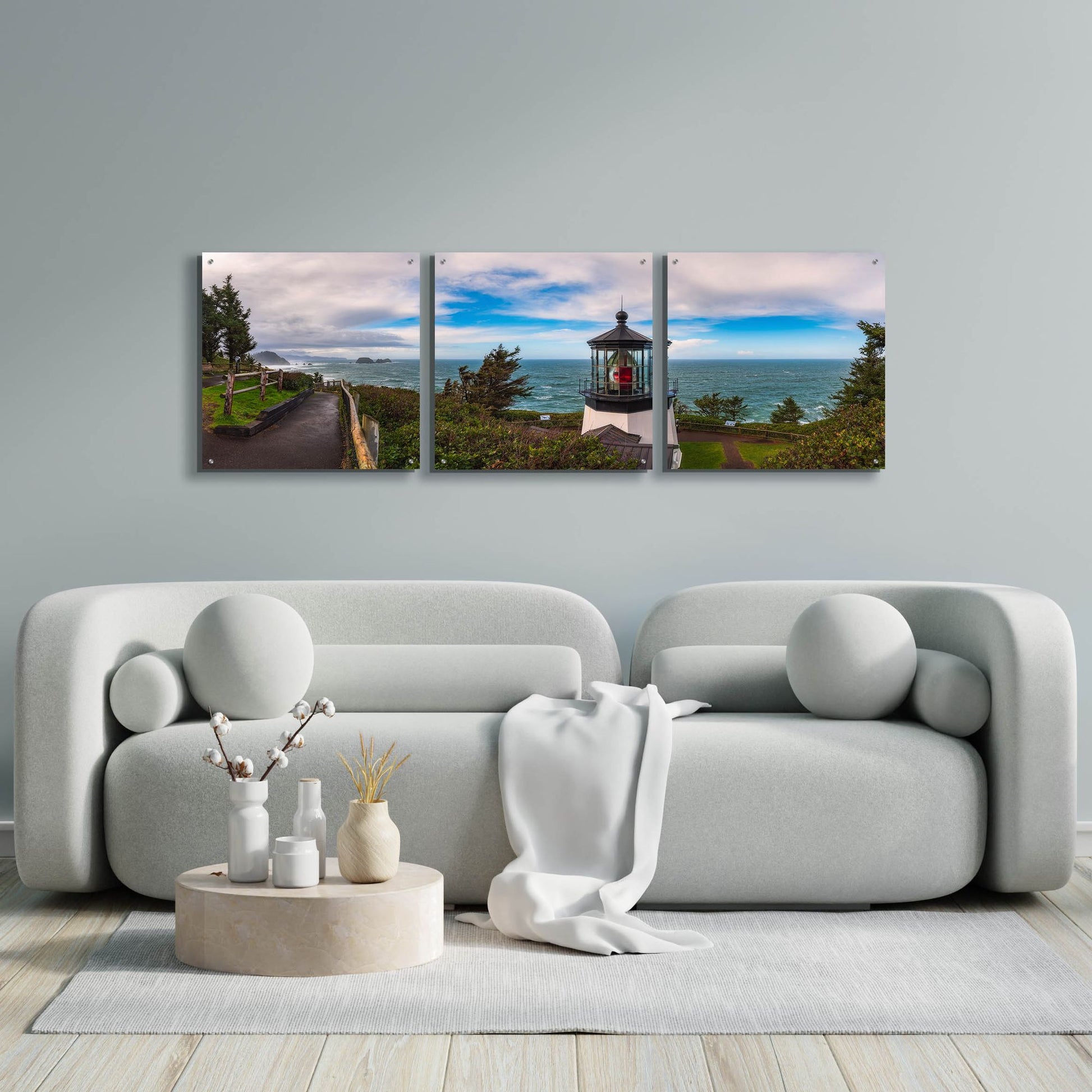 Epic Art 'Cape Meares Bright' by Darren White, Acrylic Glass Wall Art, 3 Piece Set,72x24