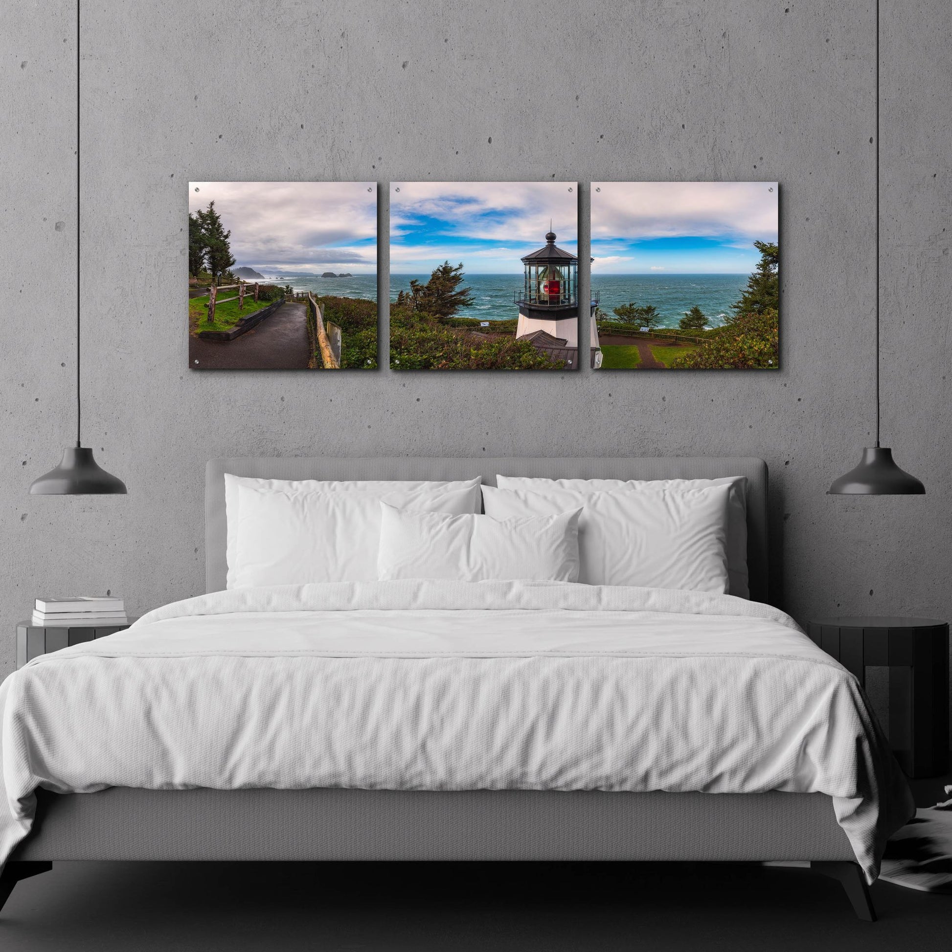 Epic Art 'Cape Meares Bright' by Darren White, Acrylic Glass Wall Art, 3 Piece Set,72x24