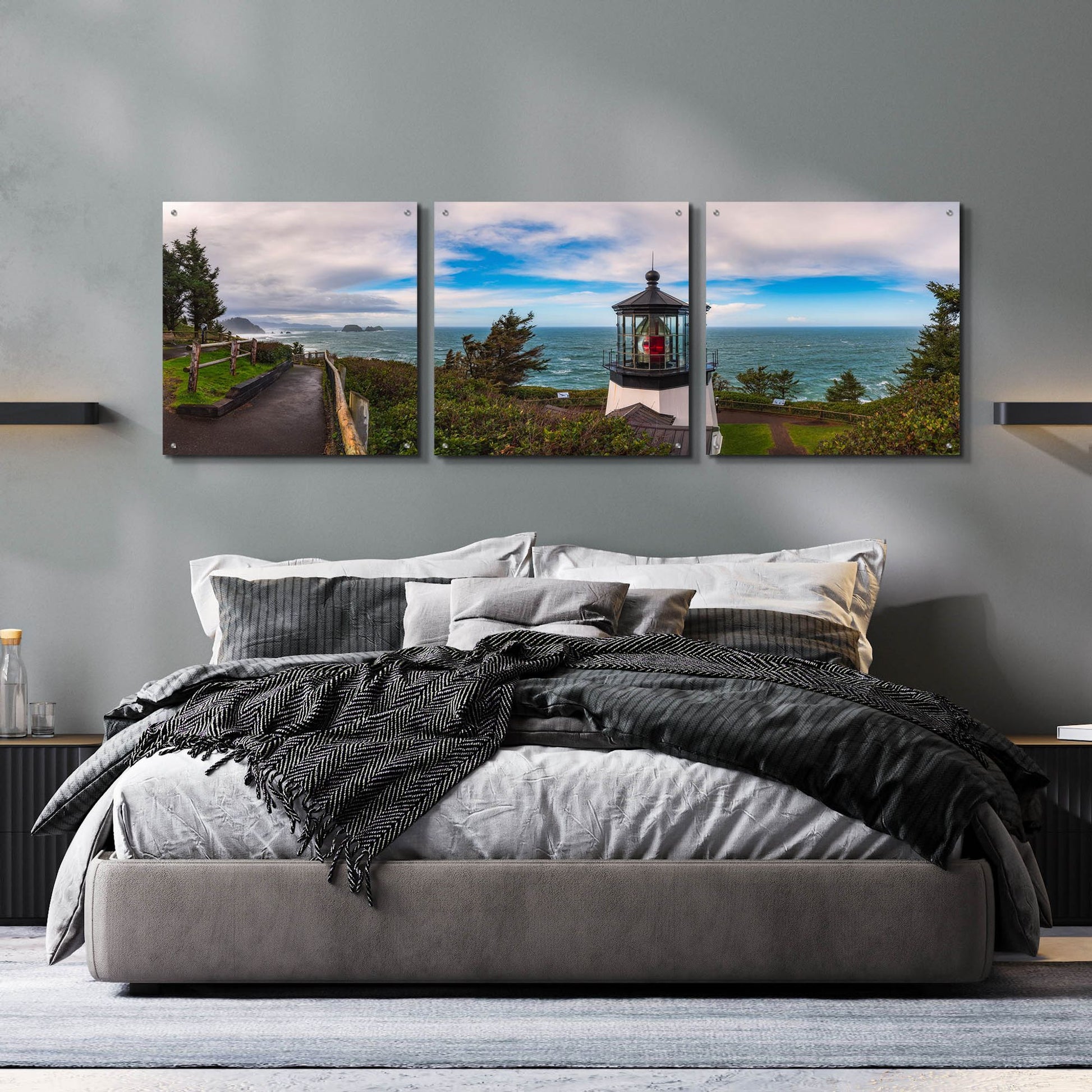 Epic Art 'Cape Meares Bright' by Darren White, Acrylic Glass Wall Art, 3 Piece Set,72x24